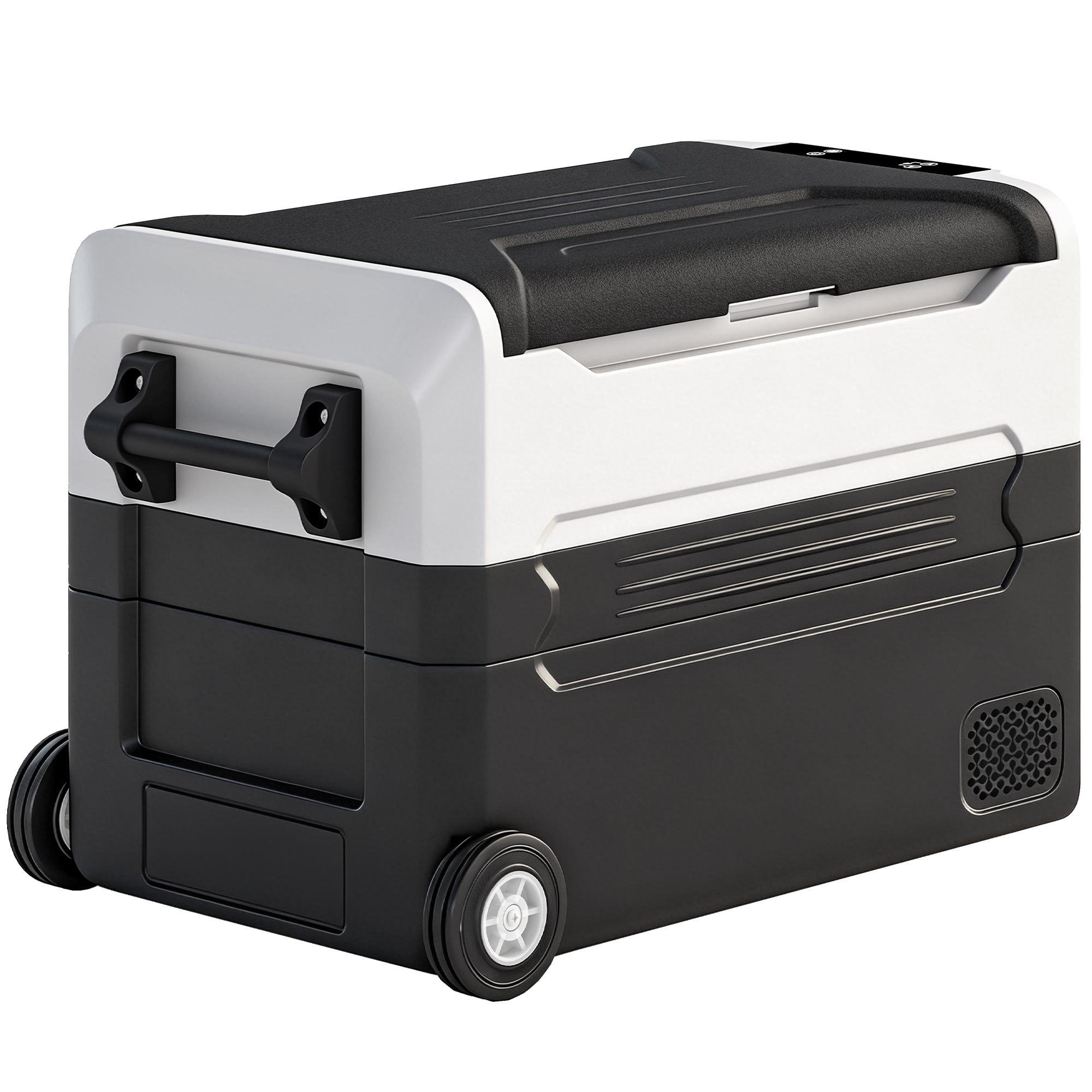 42 qt black car fridge, dual-zone cooling for road trips