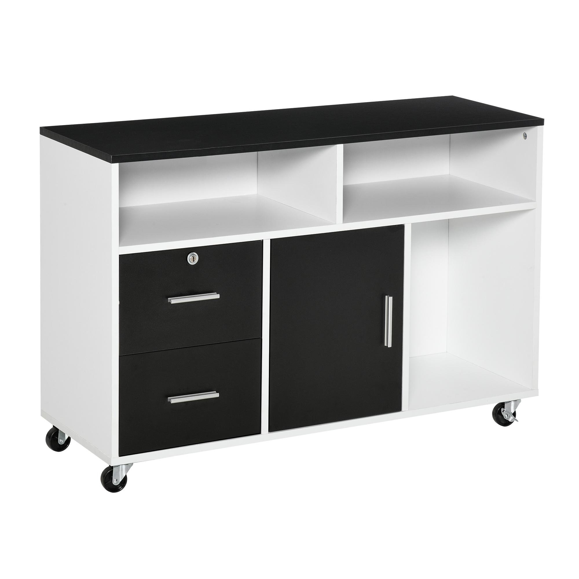 Black Large Office Storage Cabinet with Drawers and Shelves