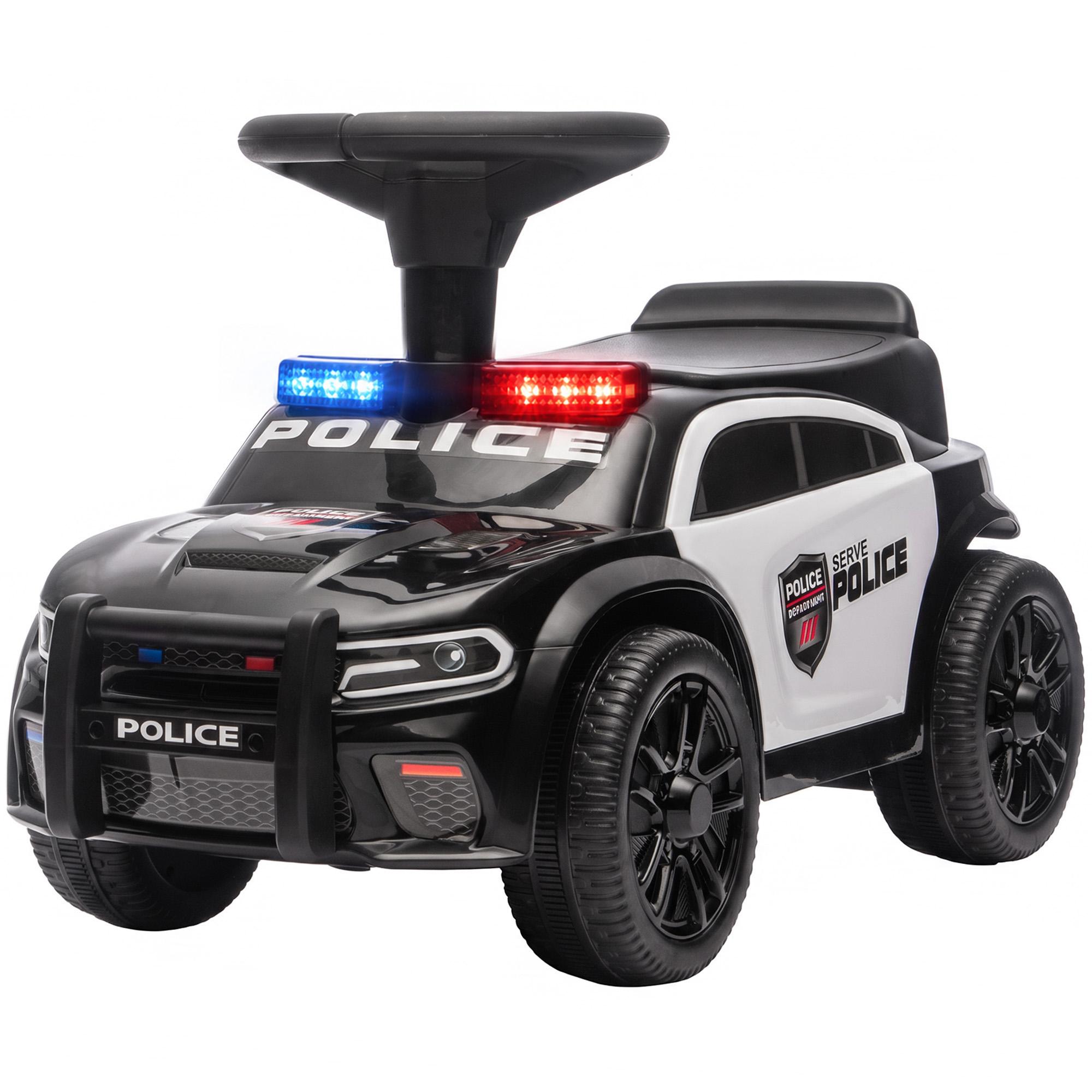Black Toddler Police Push Car with Lights and Music