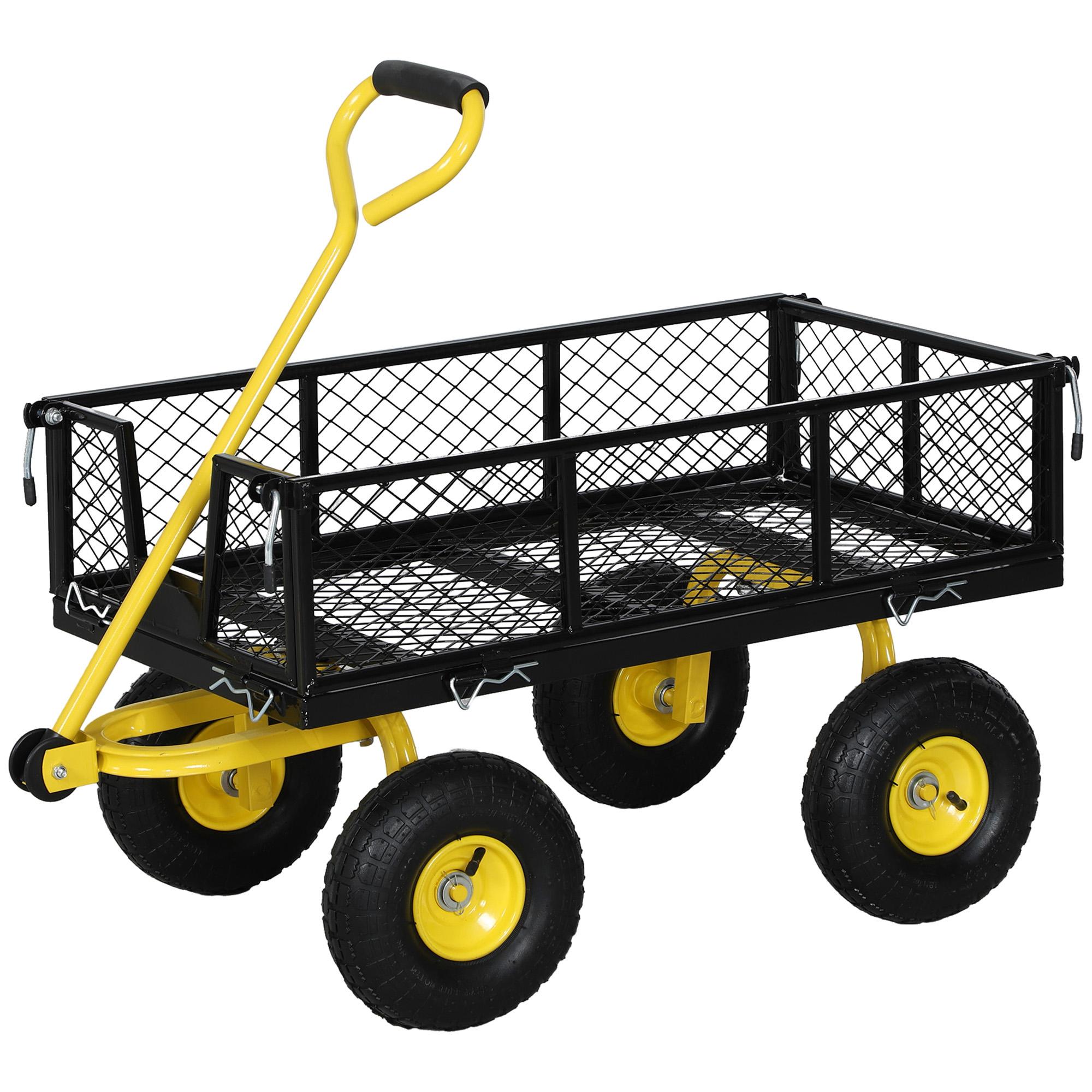 Yellow Steel Utility Wagon, 440 lb Garden Cart