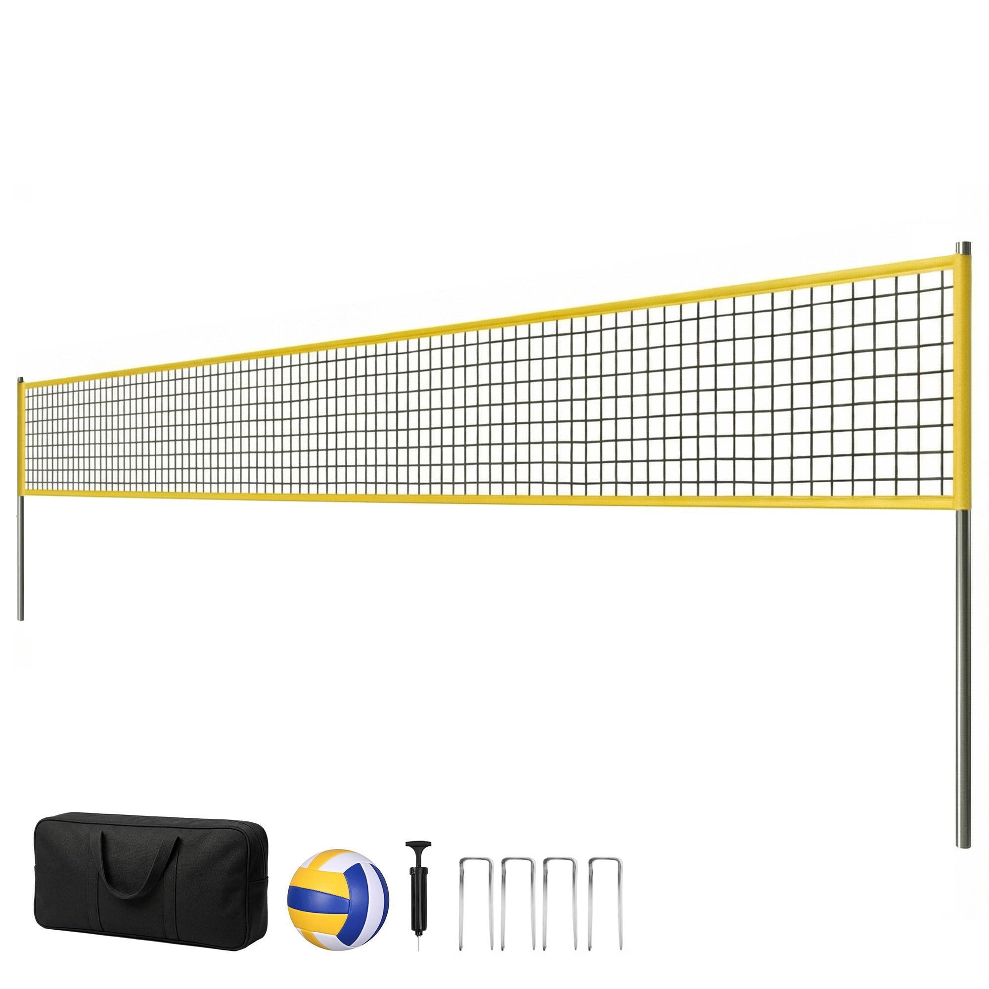 Black Steel Volleyball Net Set with Three Adjustable Heights
