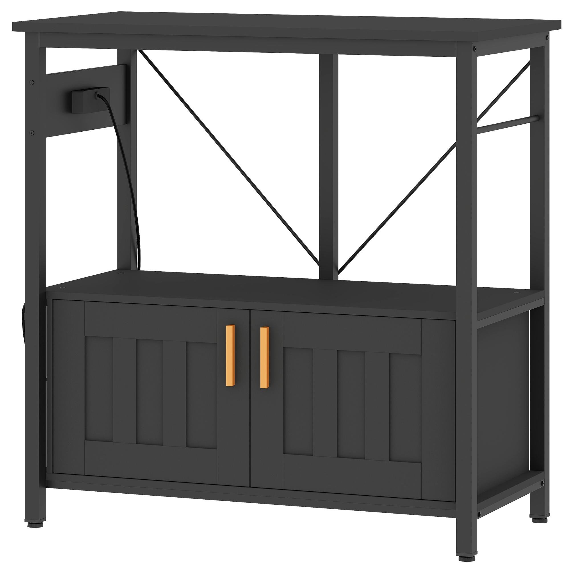 Black 20-29 Gallon Aquarium Stand with Built-In Power