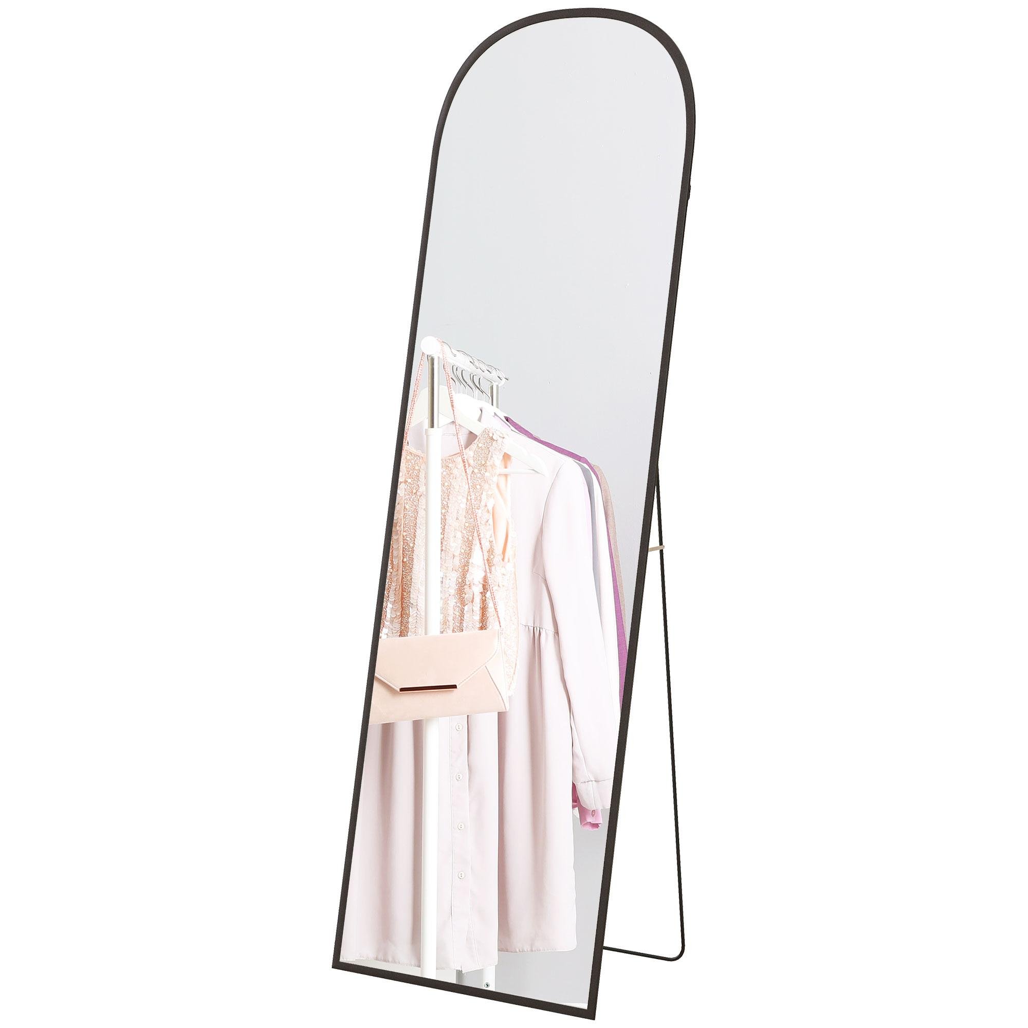 Black 64 Inch Arched Mirror, Full-Length, 3-Way Placement