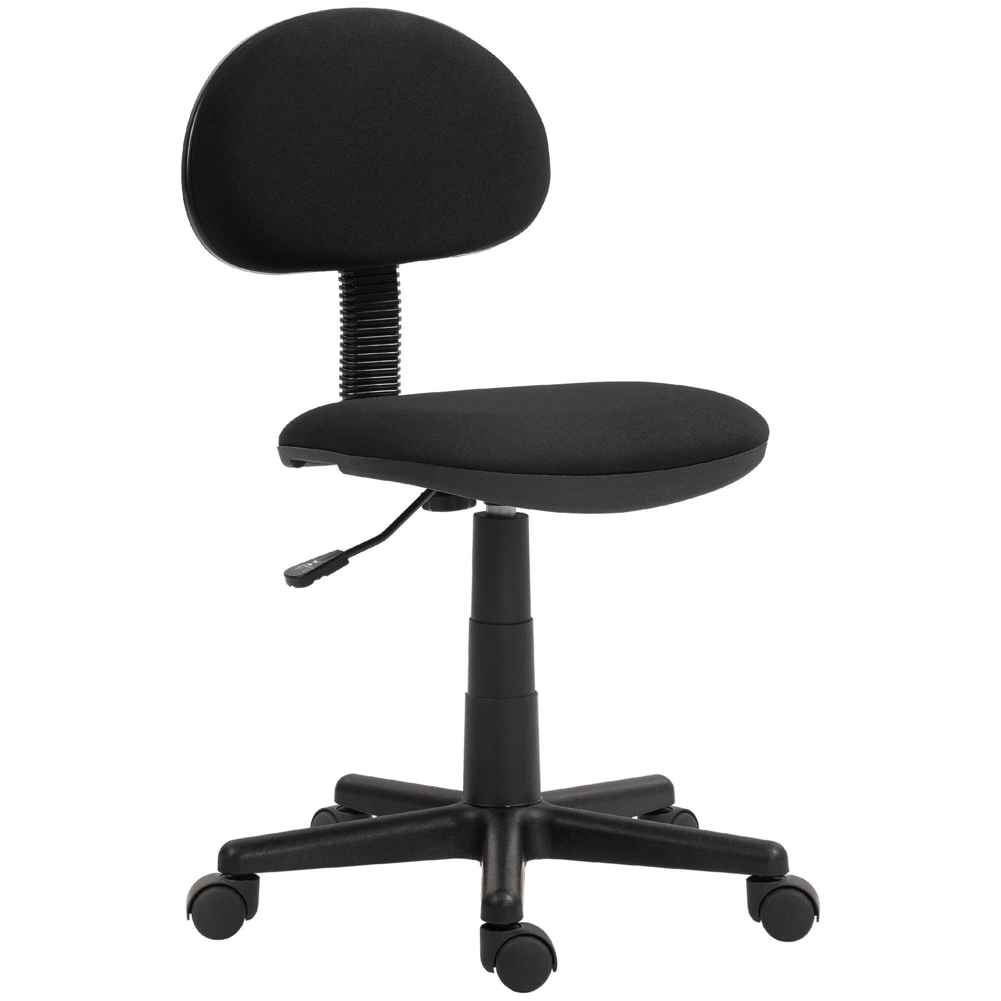Black Armless Task Chair with Adjustable Height for Small Desks