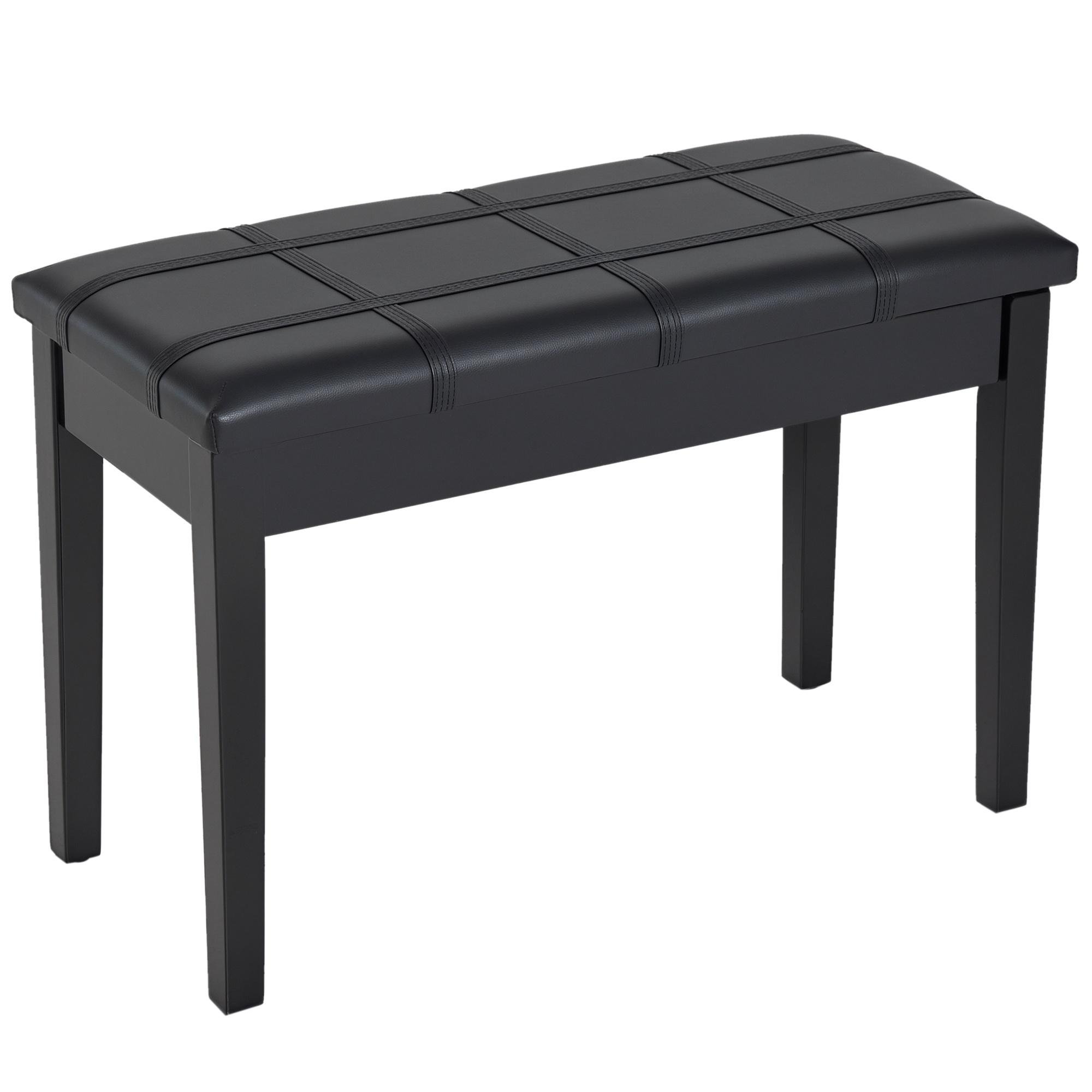 Black Banded Piano Bench with Hidden Storage