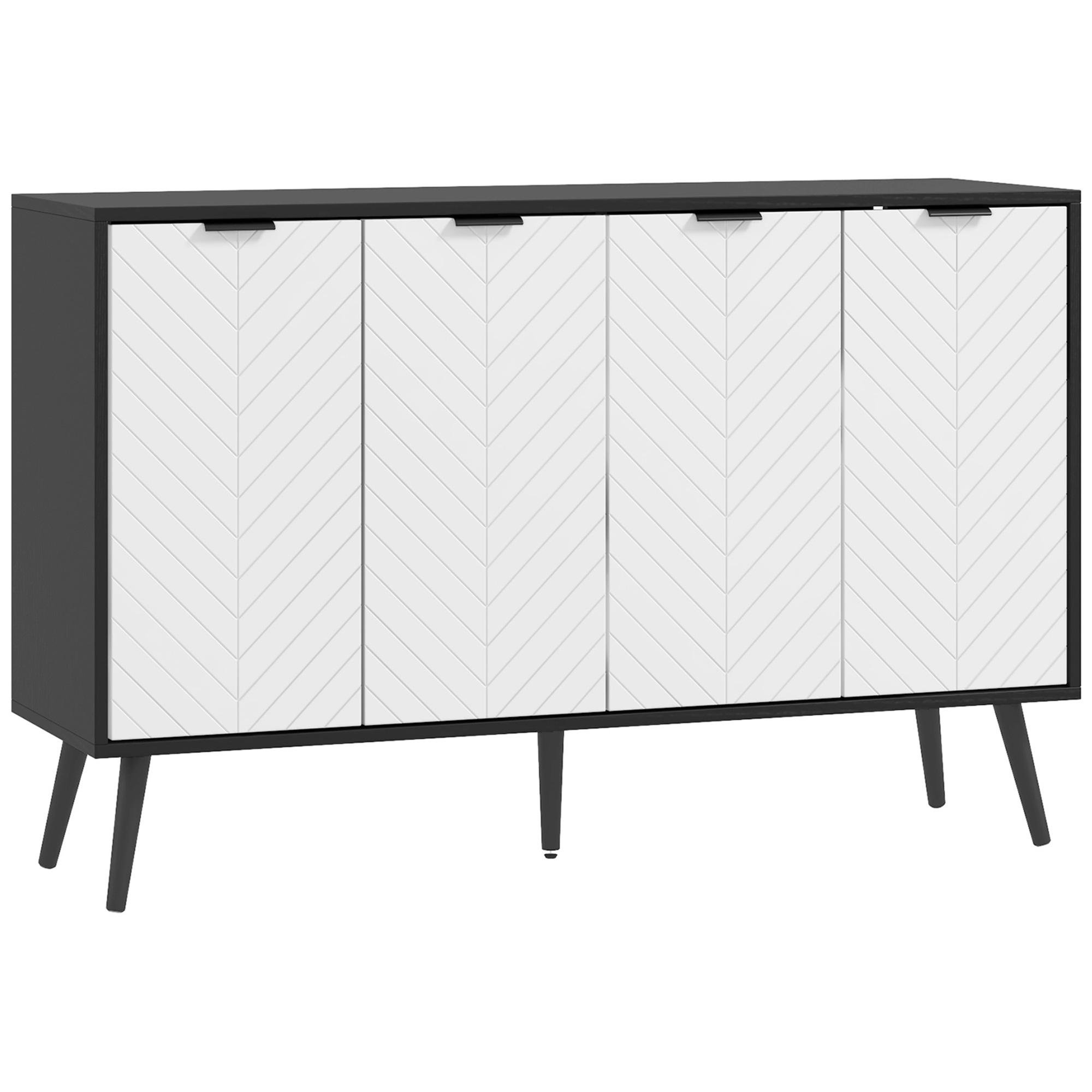 Black Chevron Bar Cabinet with Adjustable Shelves