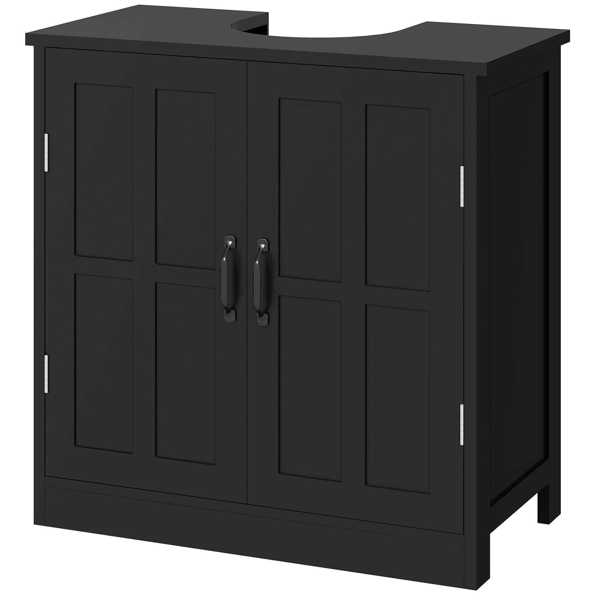 Black 60 cm Sink Cabinet with Adjustable Shelf