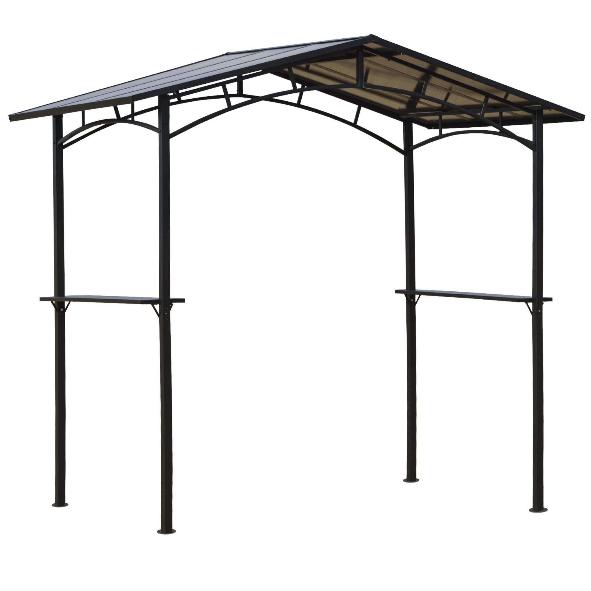 Black Aluminium BBQ Gazebo with Side Shelves, 8.1 ft