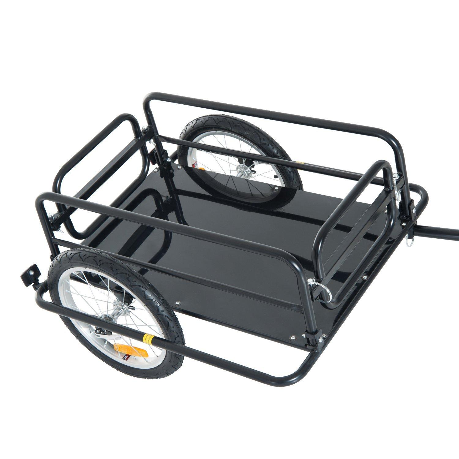 Black 110 lb Bike Trailer with Folding Cargo Bed