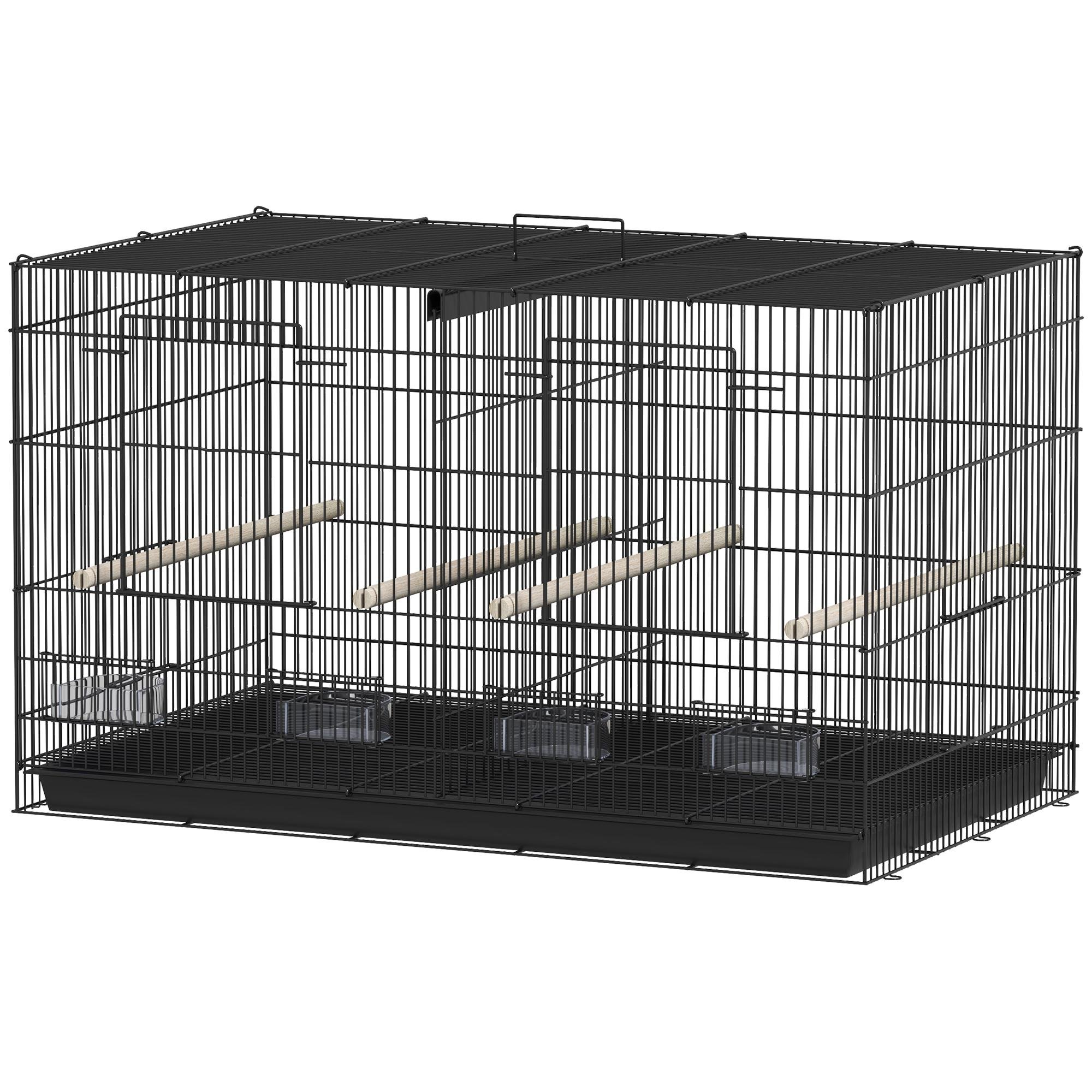 30 Inch Black Bird Cage with Divider for Small Birds