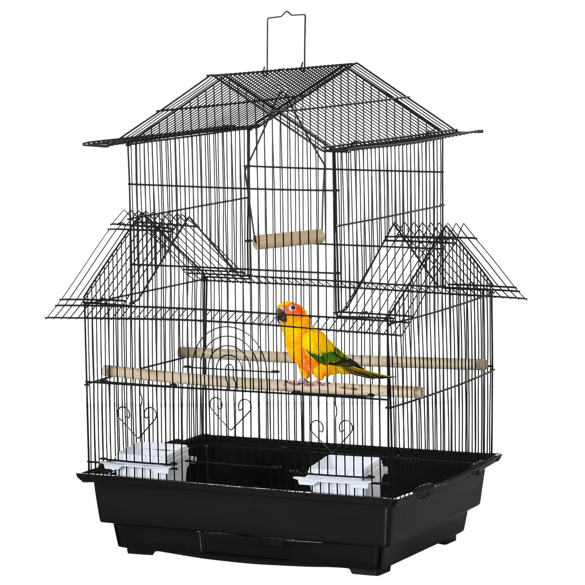 25 Inch Black Bird Cage with Slide-Out Tray