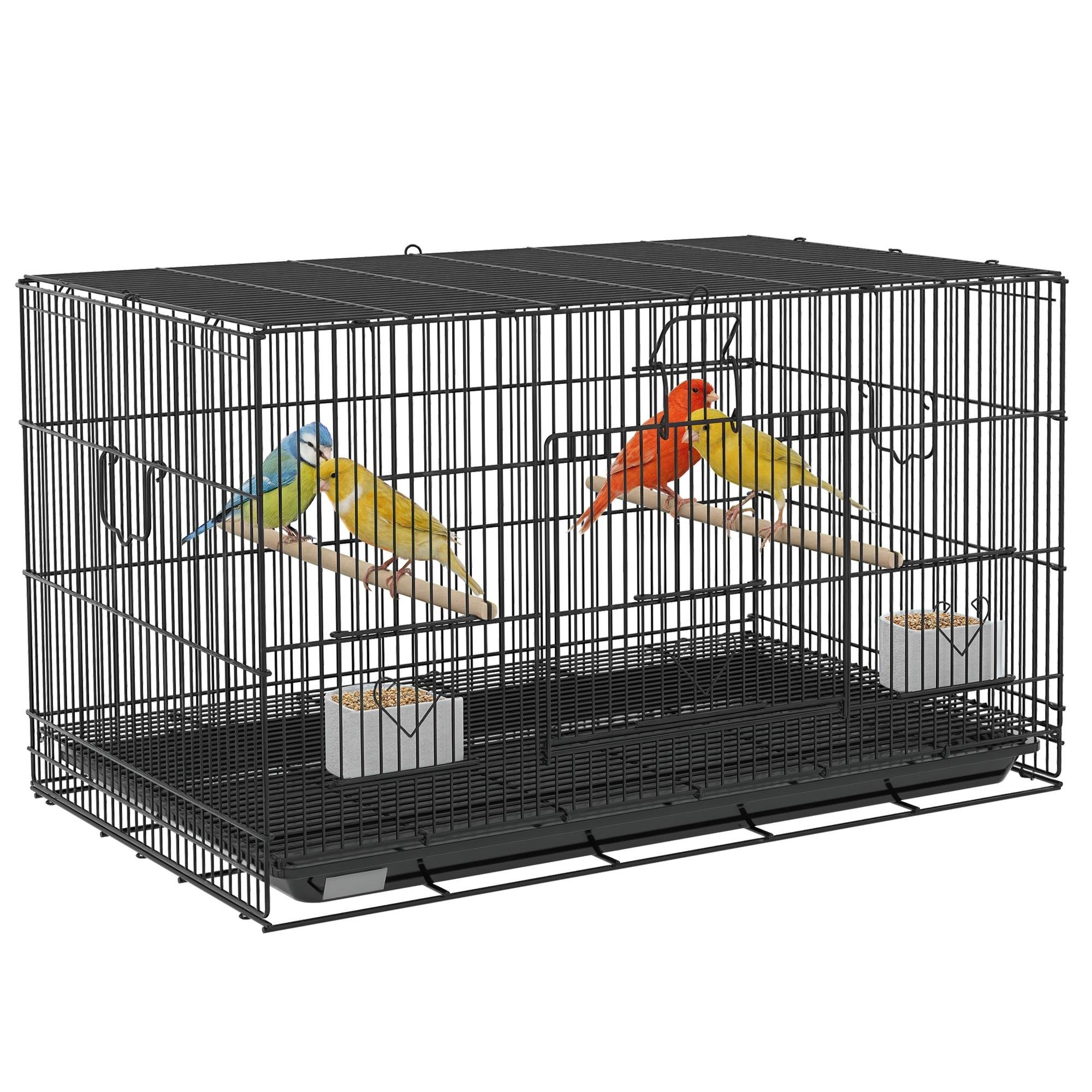 Black Steel Bird Cage with Removable Tray, 30 x 18 x 18 in
