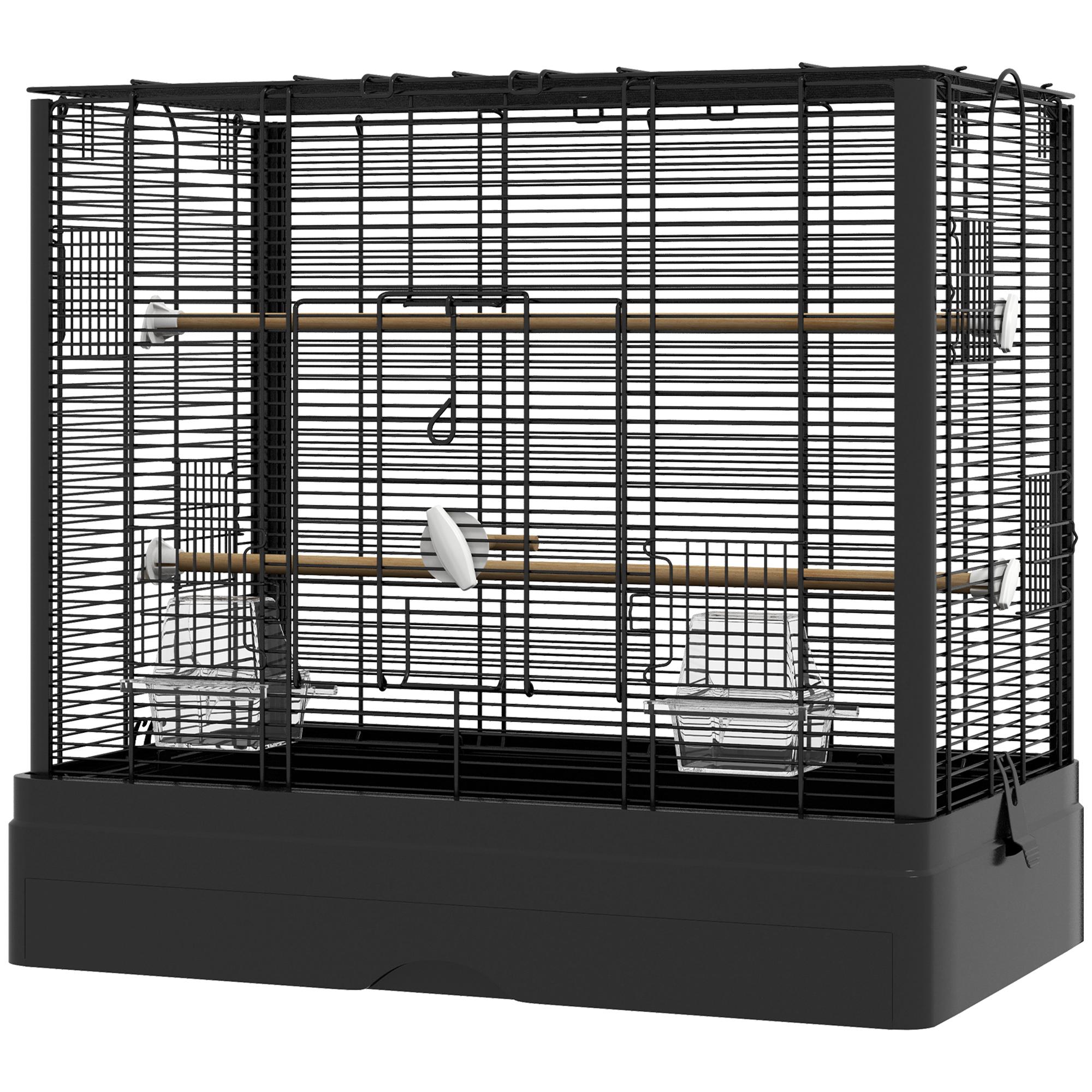 22 inch black bird cage with five perches