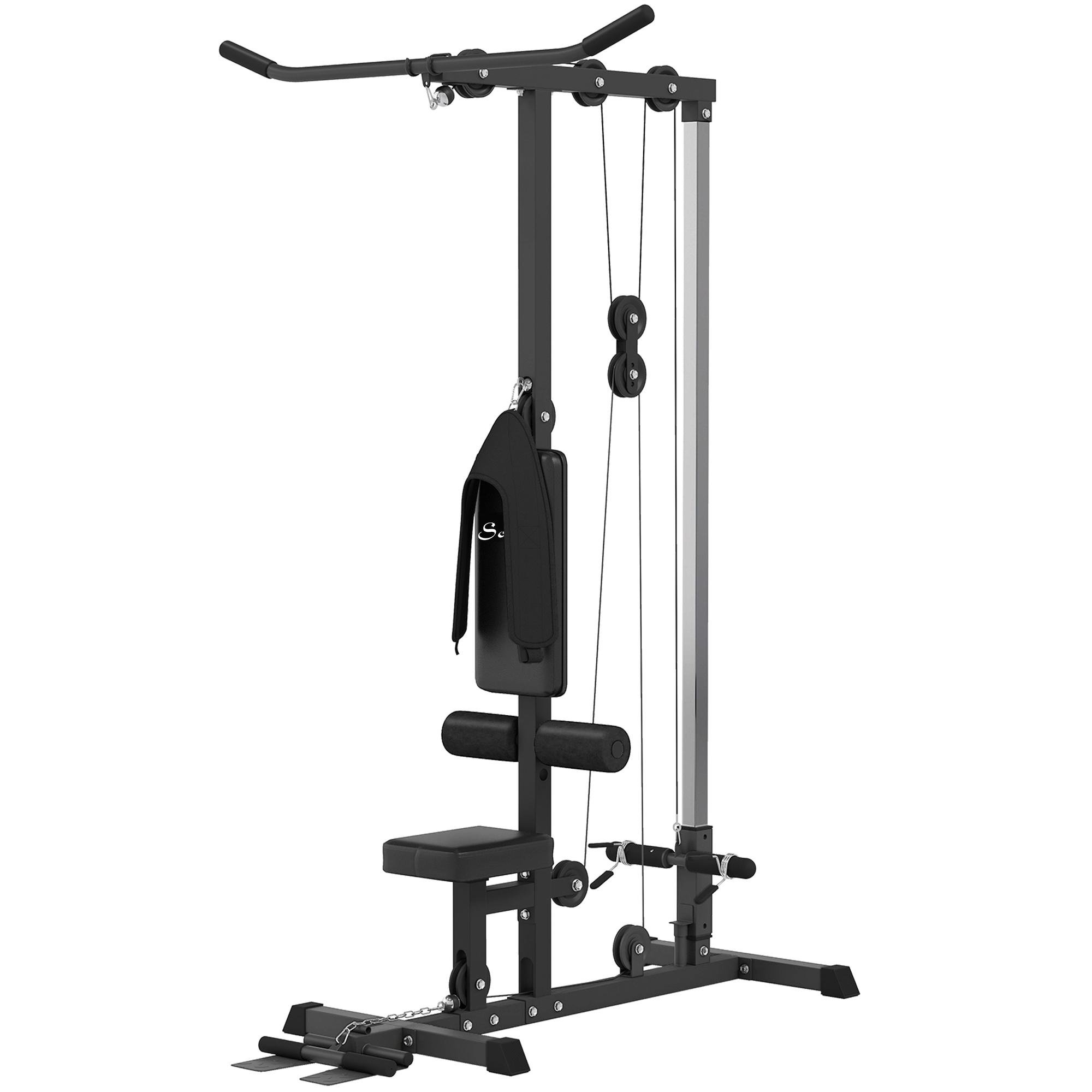 Black Adjustable Cable Machine for Home Strength Training