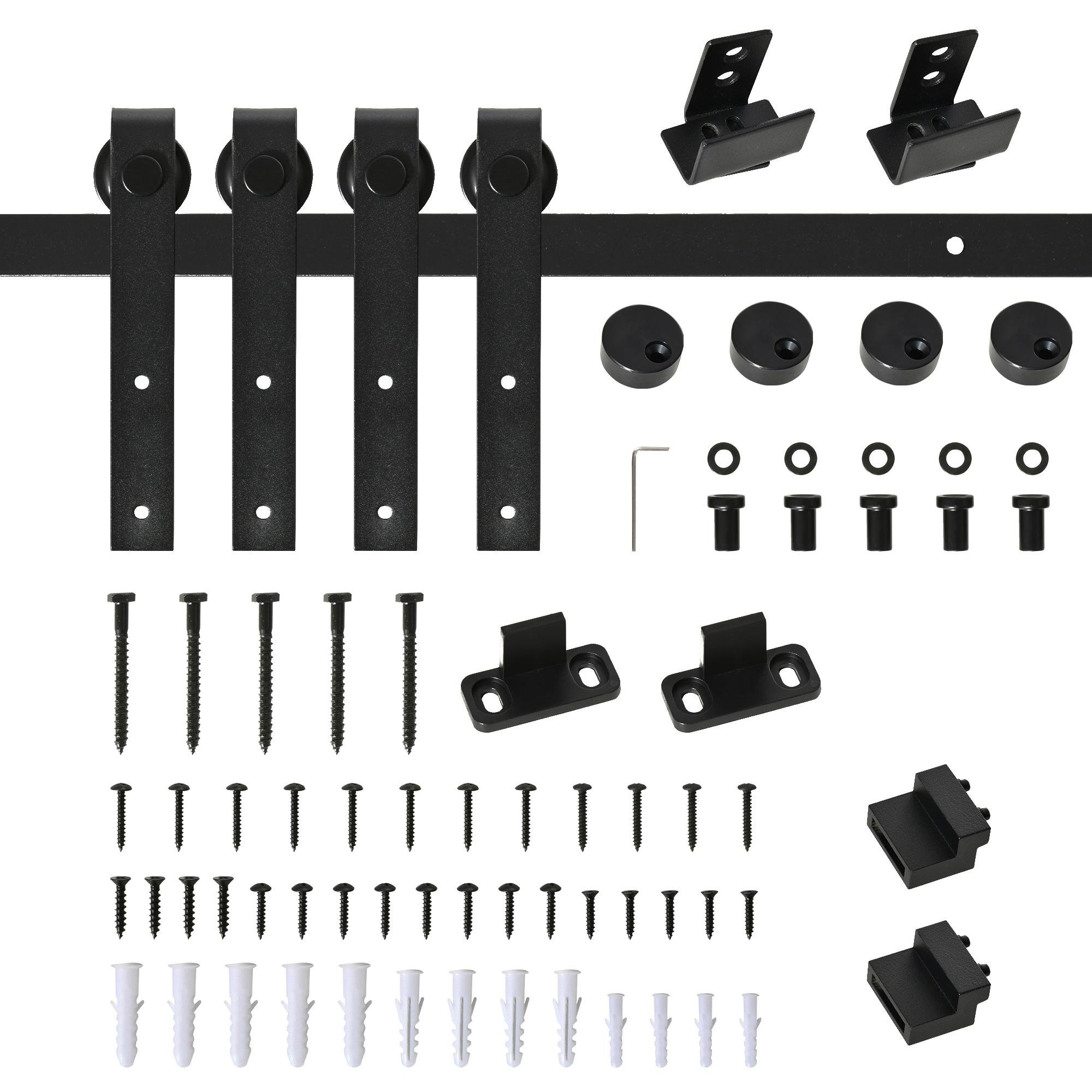 6FT Black Cabinet Barn Door Hardware Kit for Double Doors