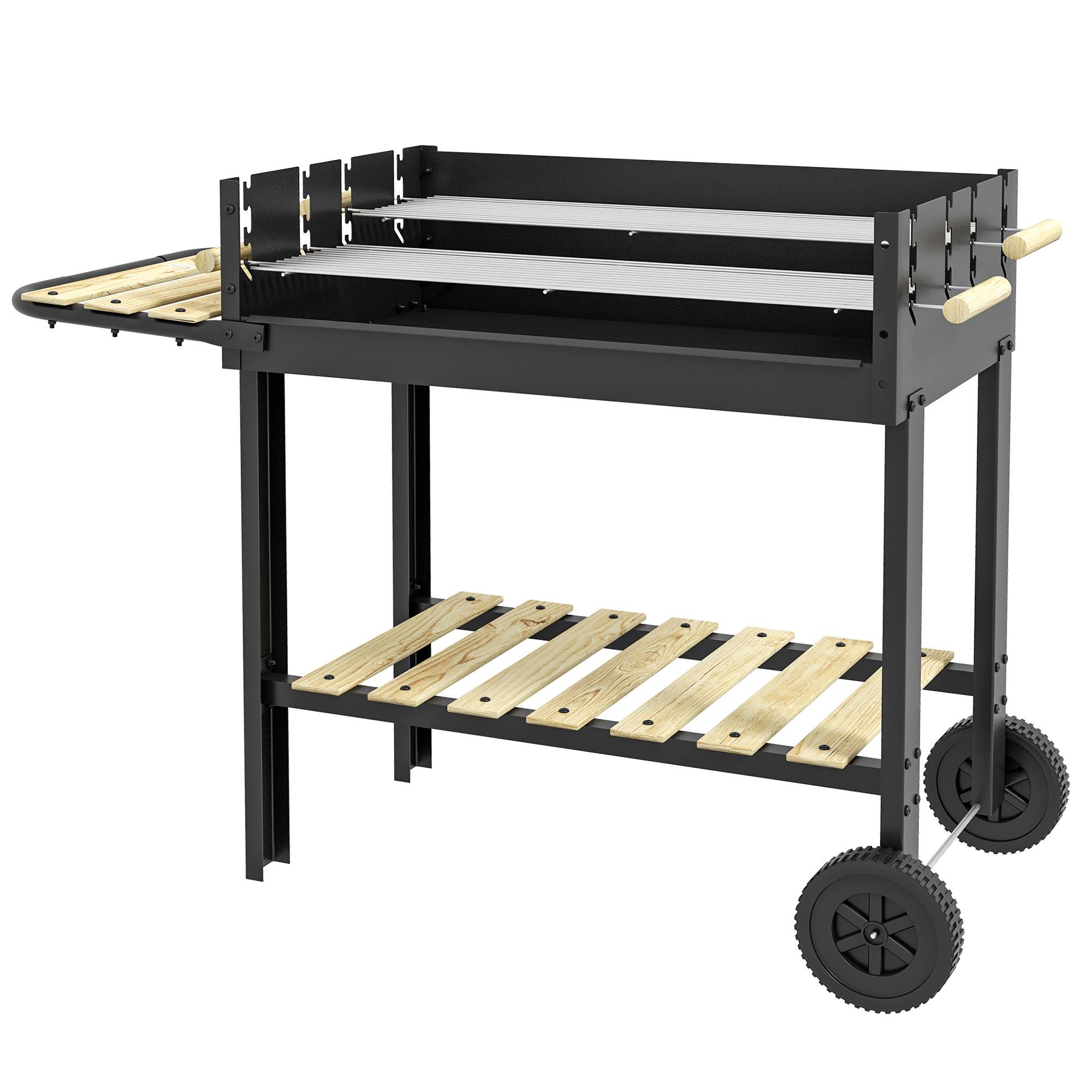 Black Dual-Grate Charcoal Grill with Four Height Settings