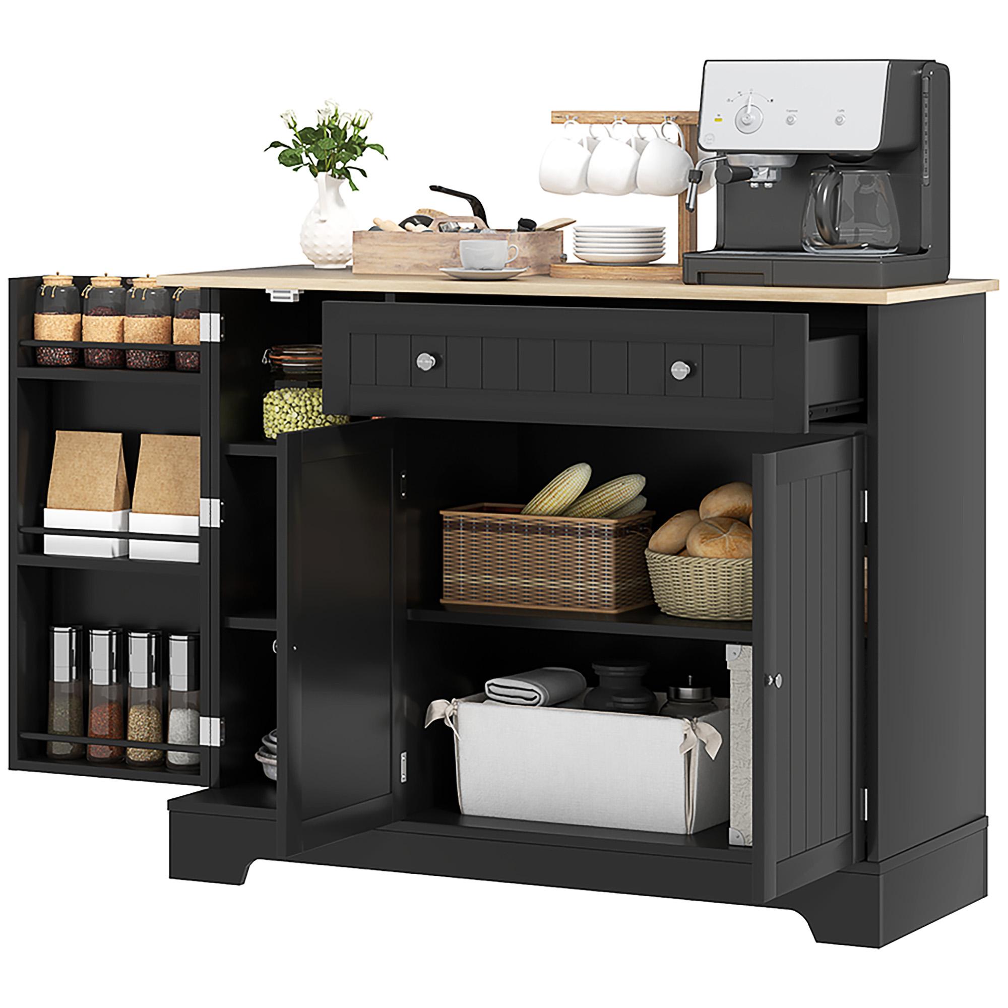 Black Oak-Tone Coffee Bar Cabinet, 41.3 in