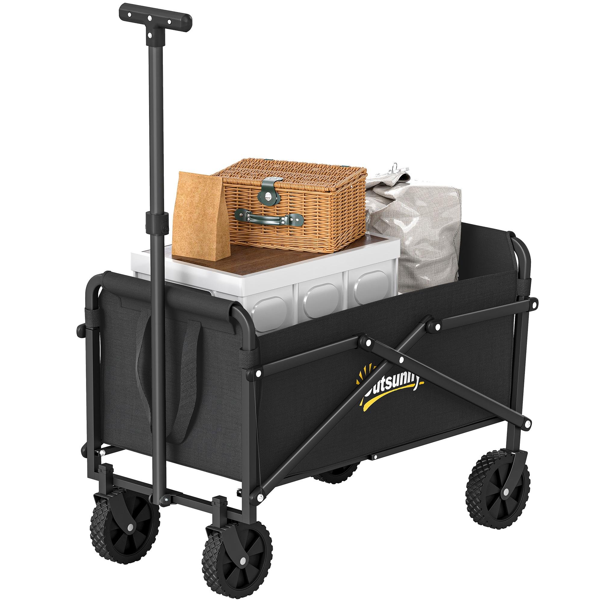 Black Collapsible Garden Cart with 62 L Capacity