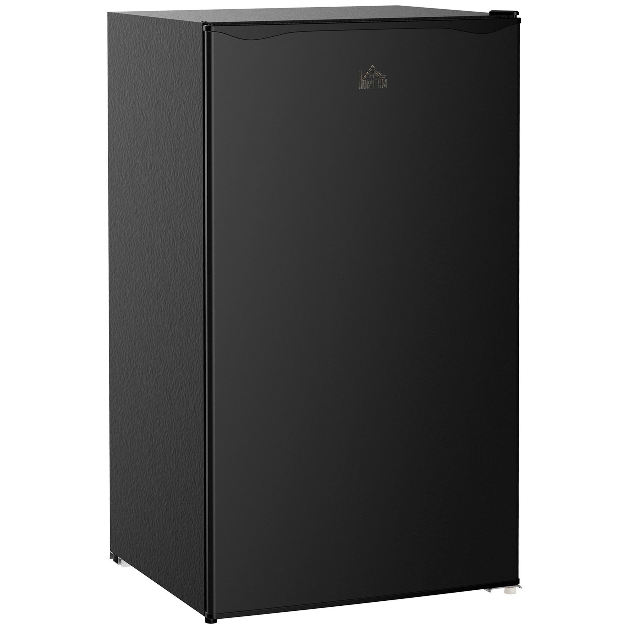 Black 3.2 cu ft refrigerator with freezer and reversible door