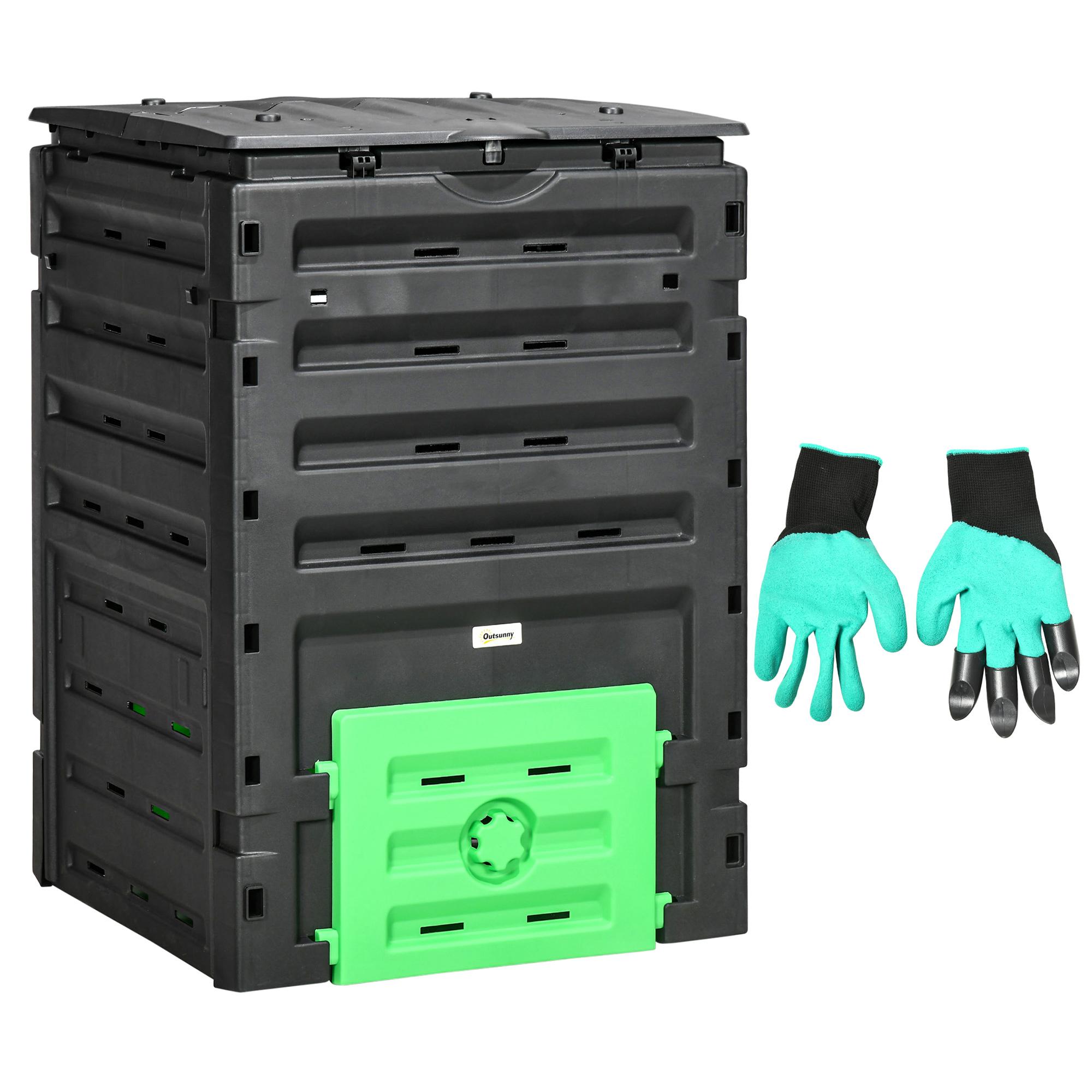 Black 120 Gallon Compost Bin with 80 Vents for Gardens