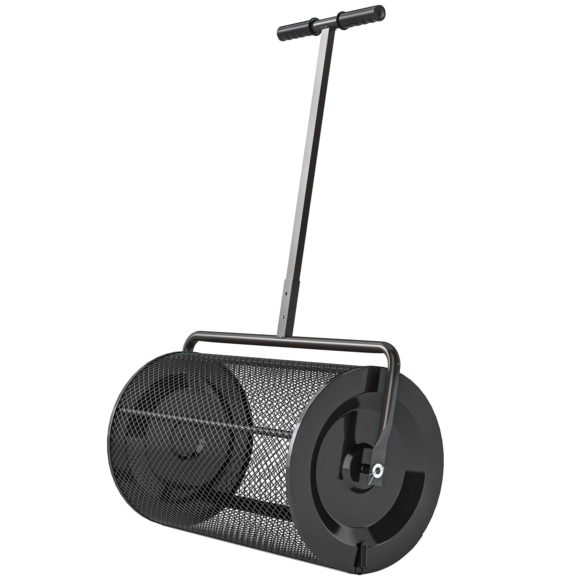 24 Inch Black Compost Spreader, 75 L Capacity