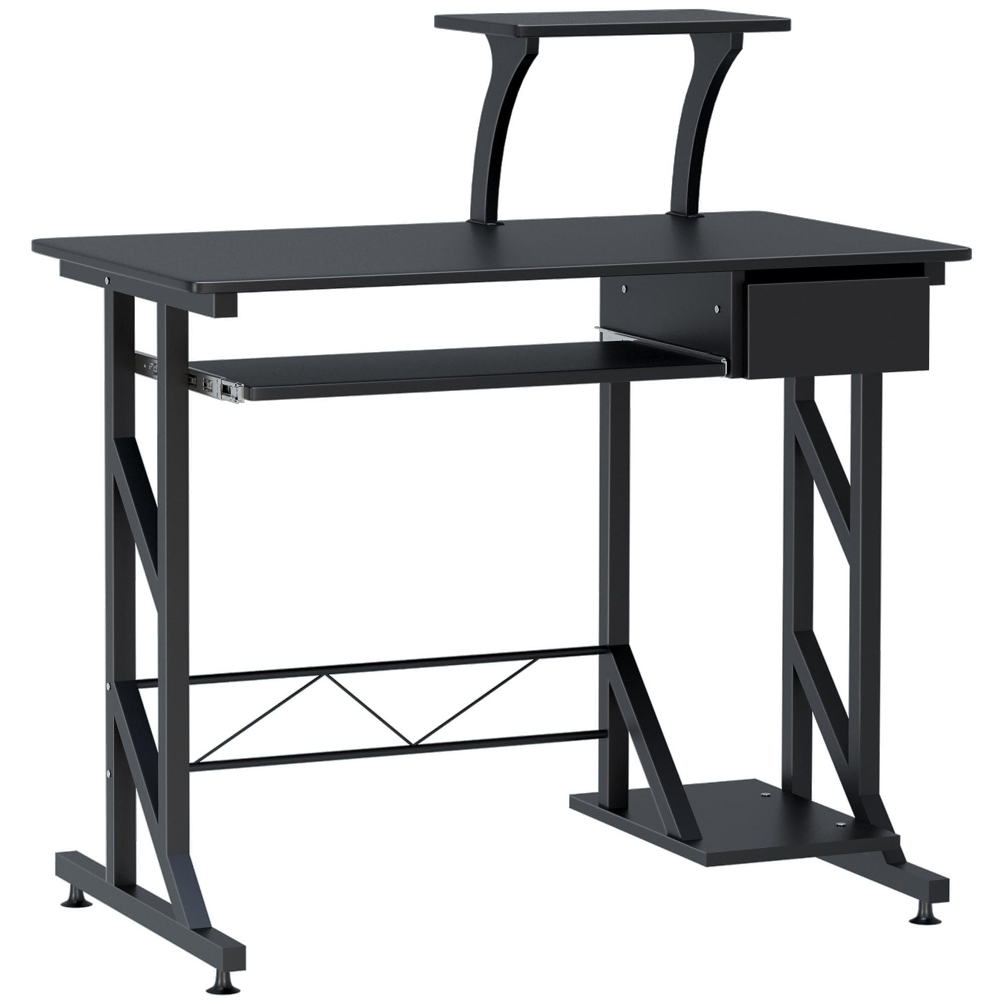 Black 90 cm Computer Desk with Storage