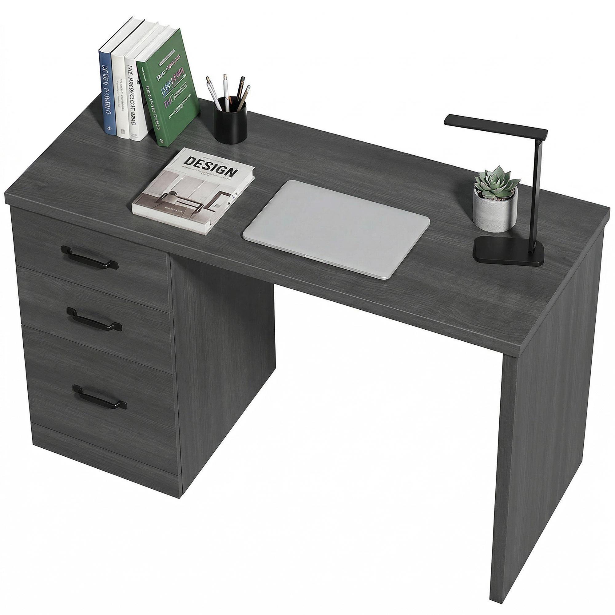 Black 47.2 Inch File Desk with Adjustable Rails