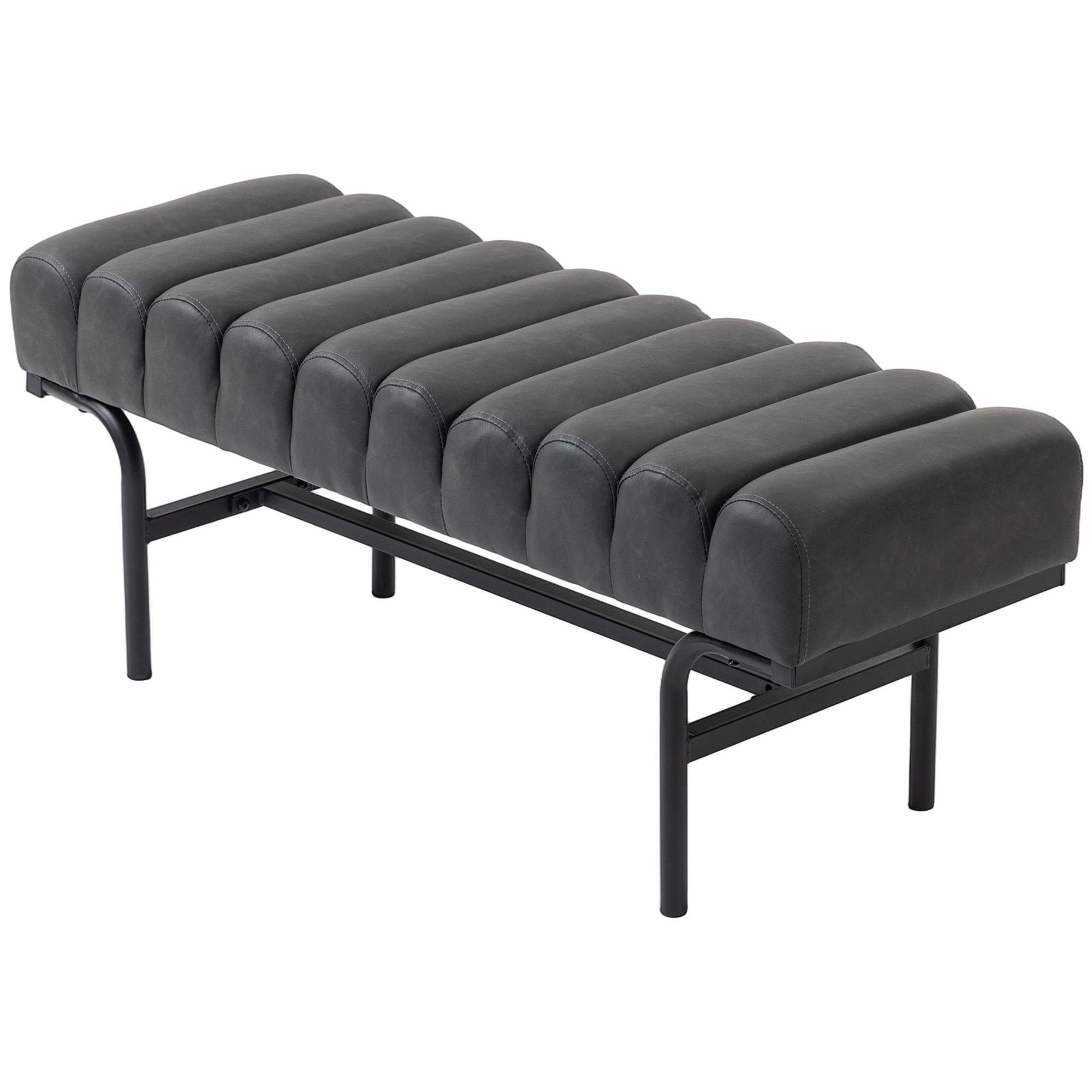 Black cylindrical PU bench with 44.9-inch seating