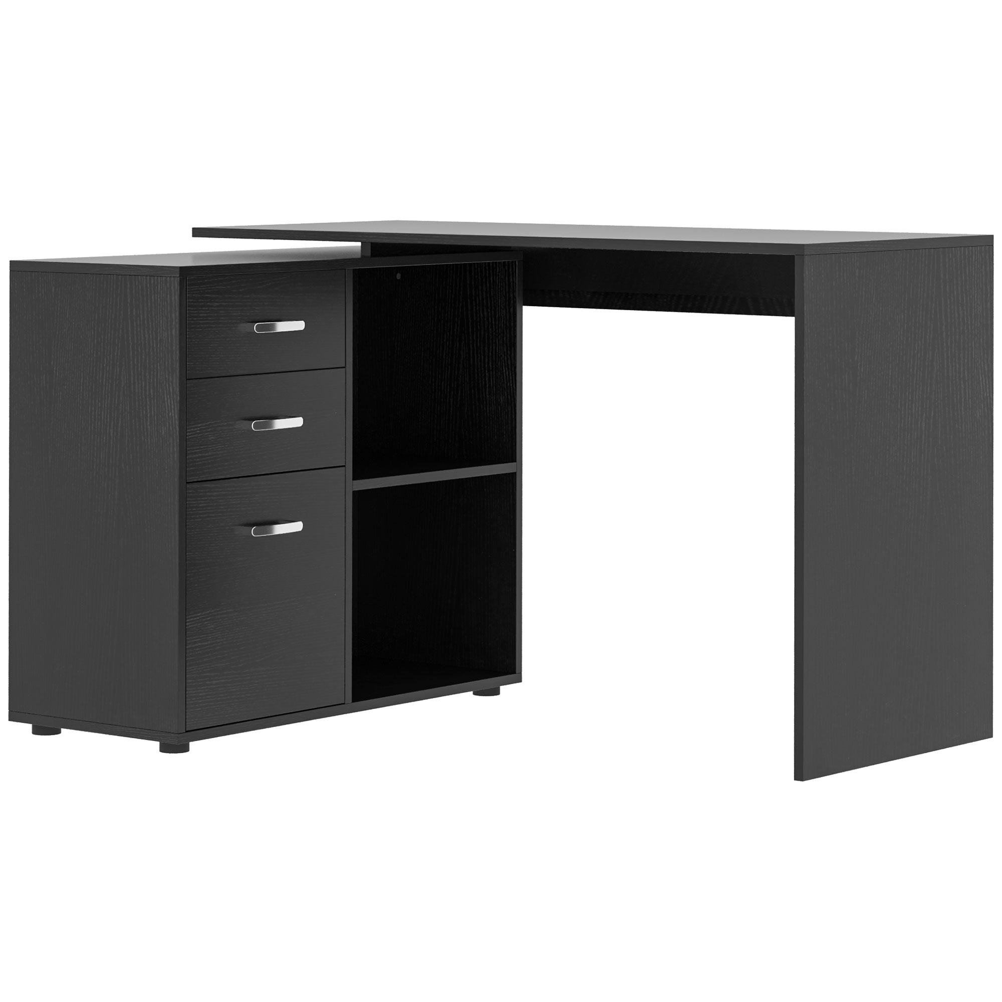 Black Rotating Storage Desk with Two Layouts