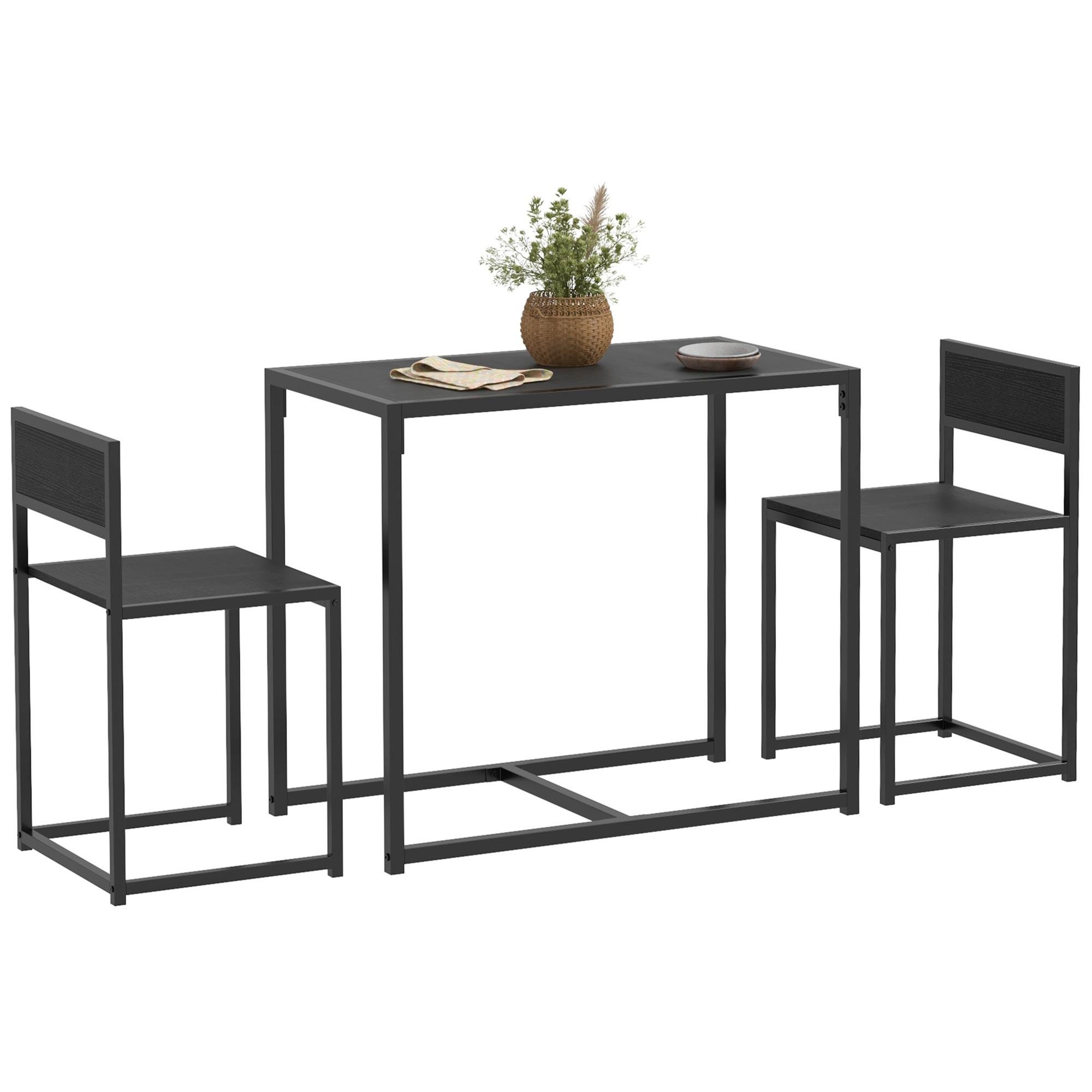 Black Small Dining Set with Two Low-Back Chairs