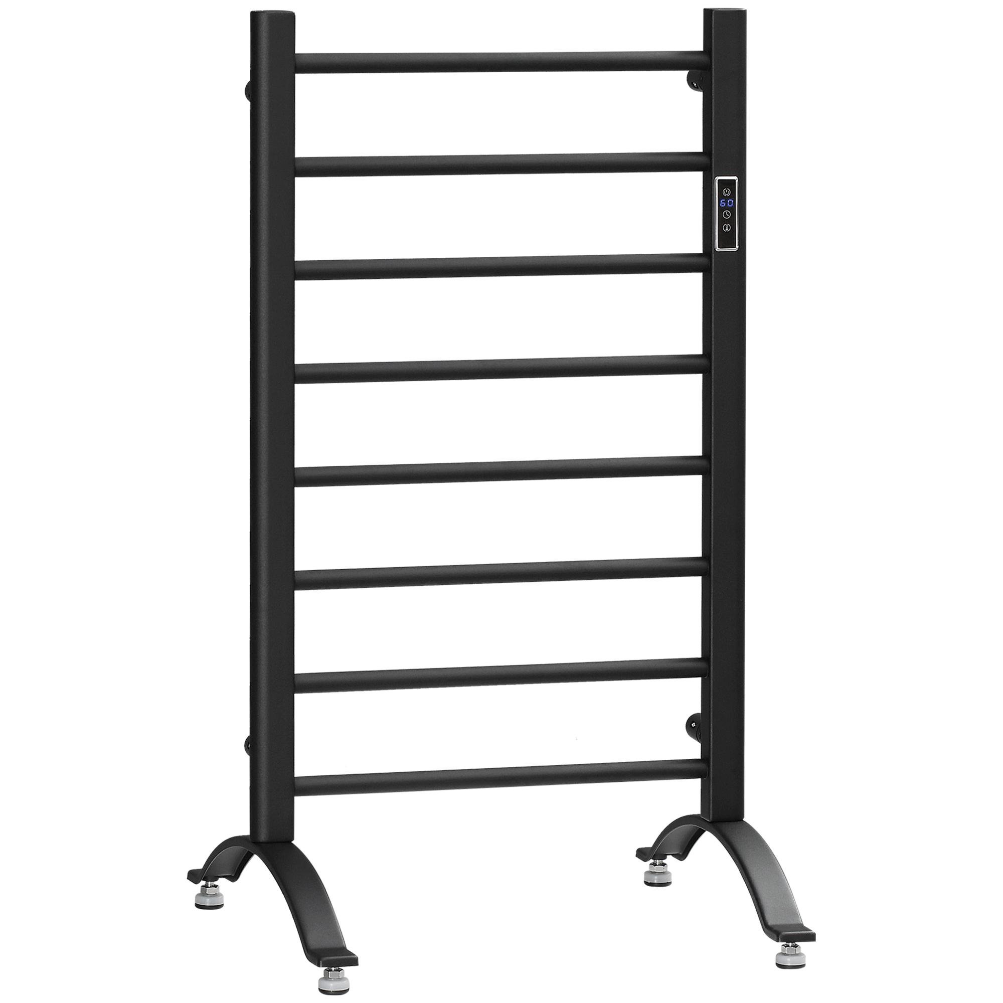 Black 8 Bar Towel Warmer, Wall or Freestanding