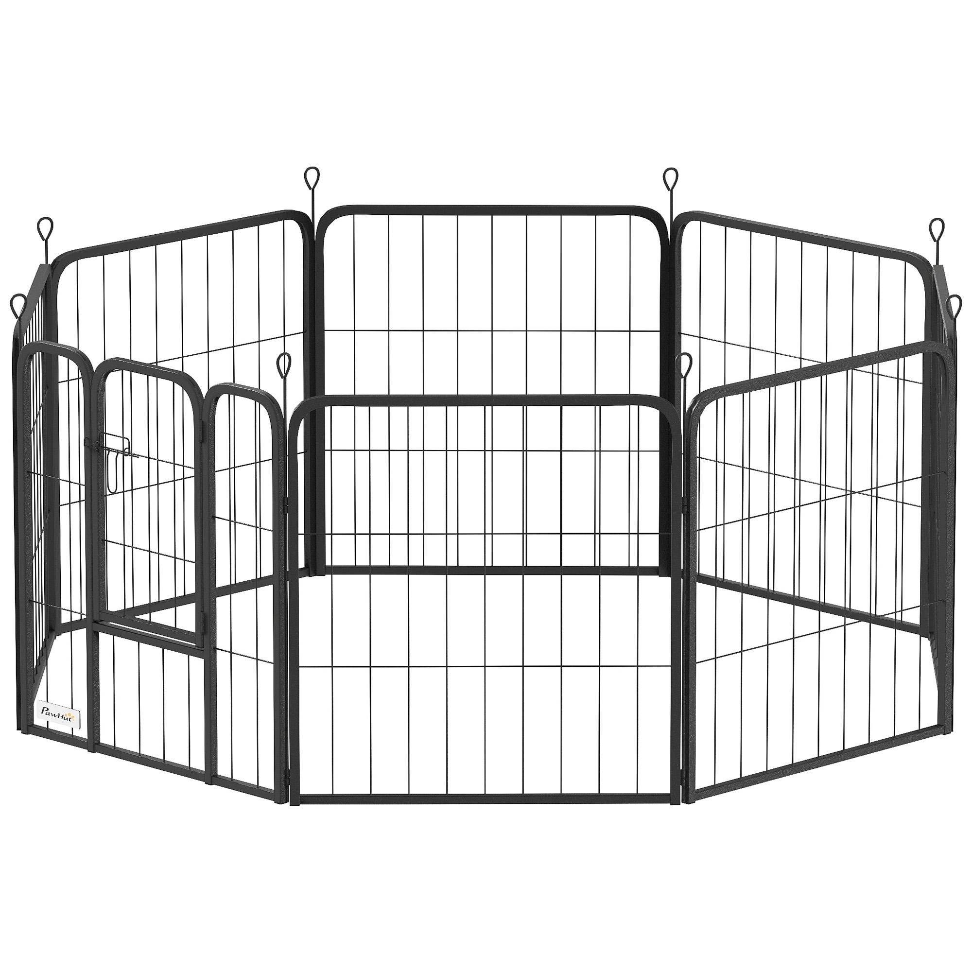 Black Alloy Steel Dog Playpen, 8 Panels for Small Dogs