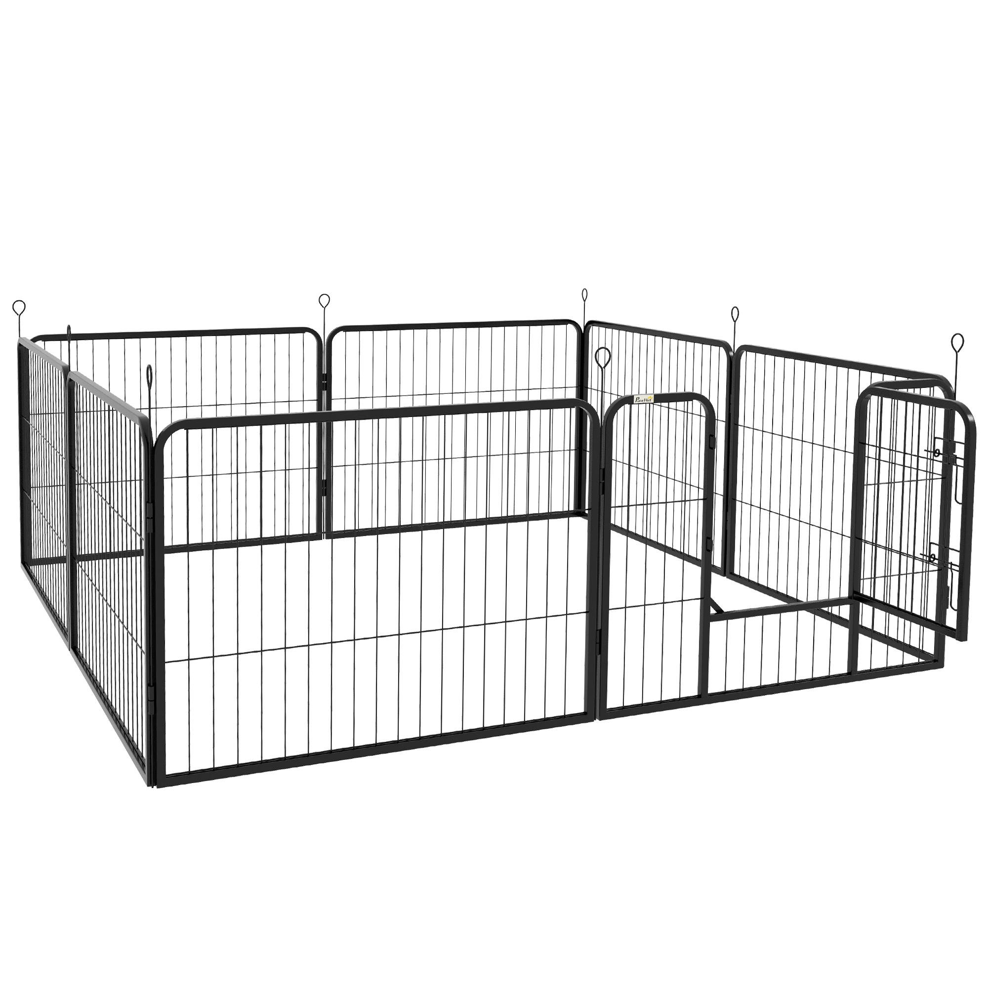63 Inch Black Alloy Playpen with 8 Panels