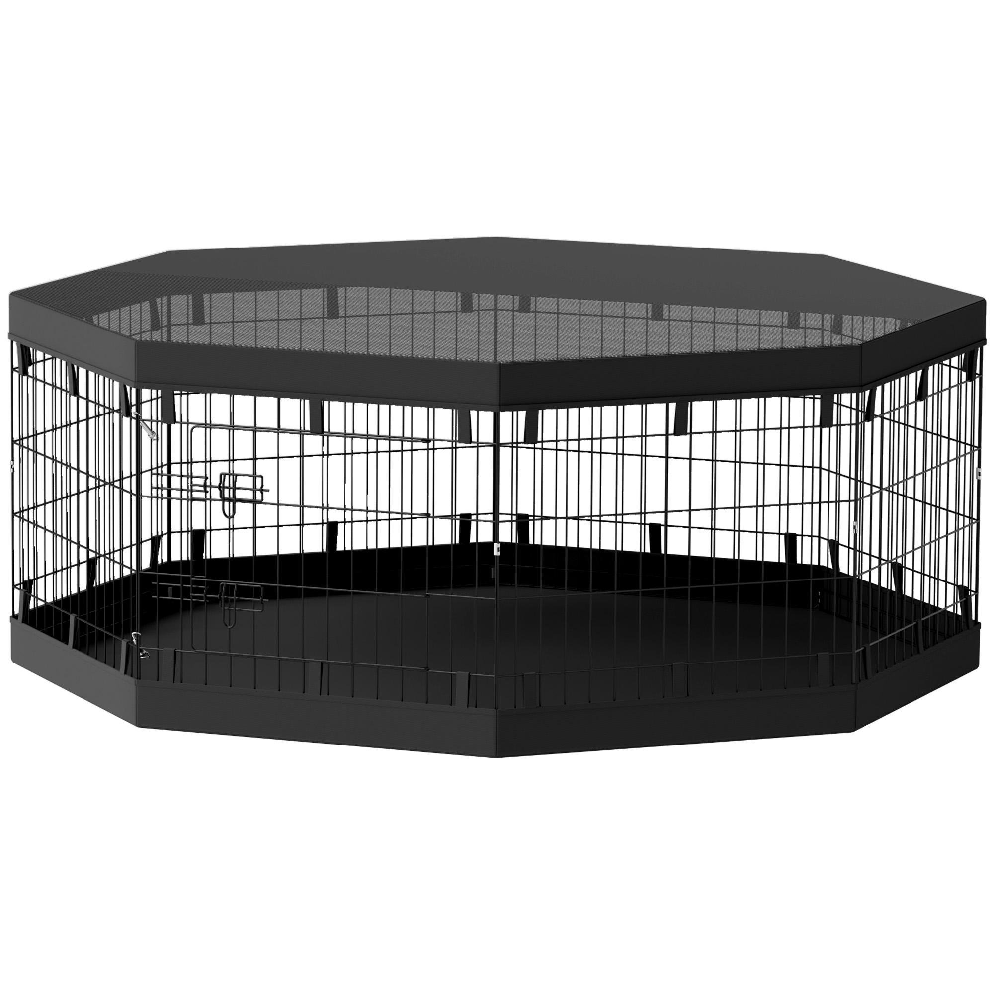 Black Covered Dog Playpen with Waterproof Base, 24 in