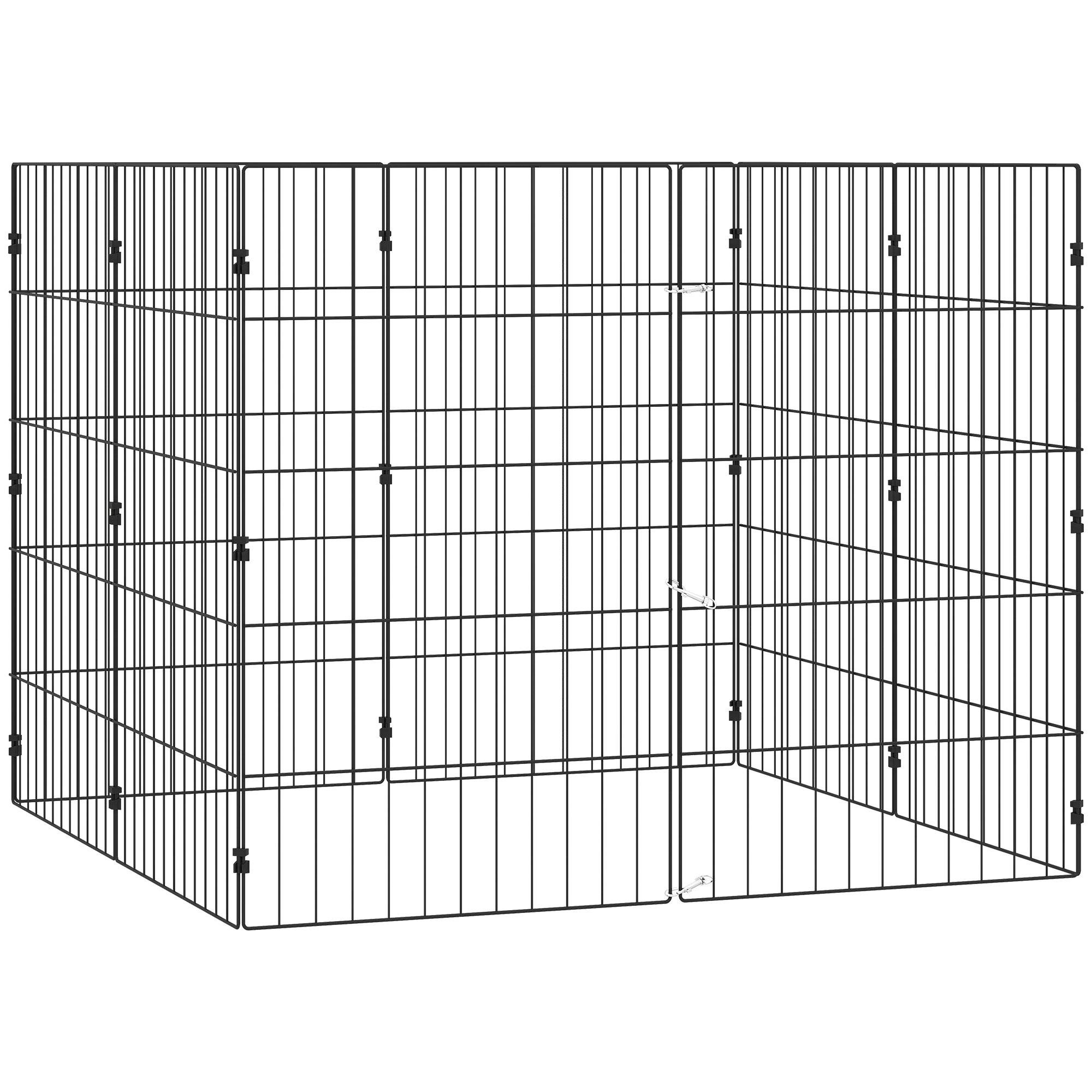 Foldable Black Dog Playpen, 8 Panels, 100 cm Square