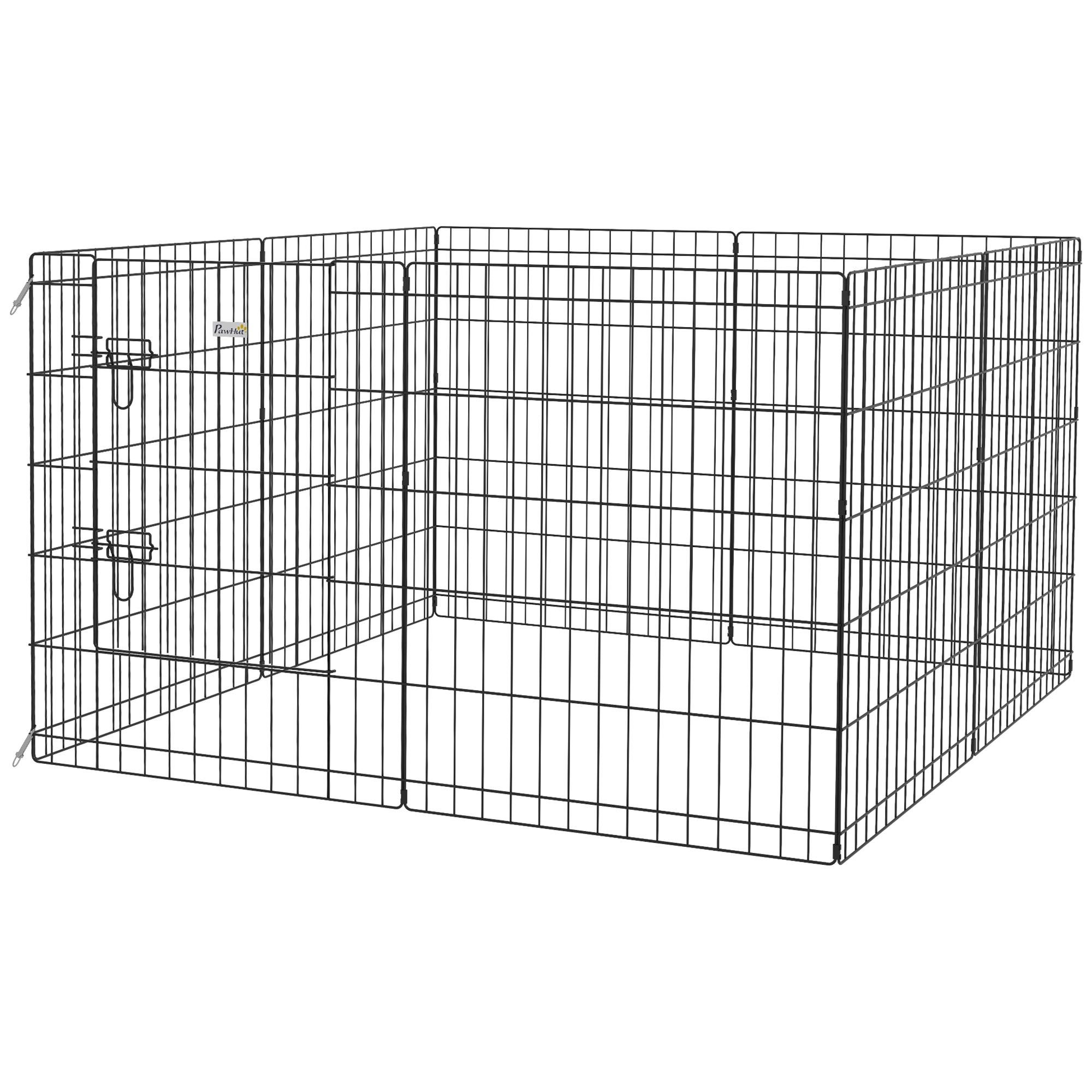 30 Inch Black Metal Playpen, 8-Panel Foldable Yard