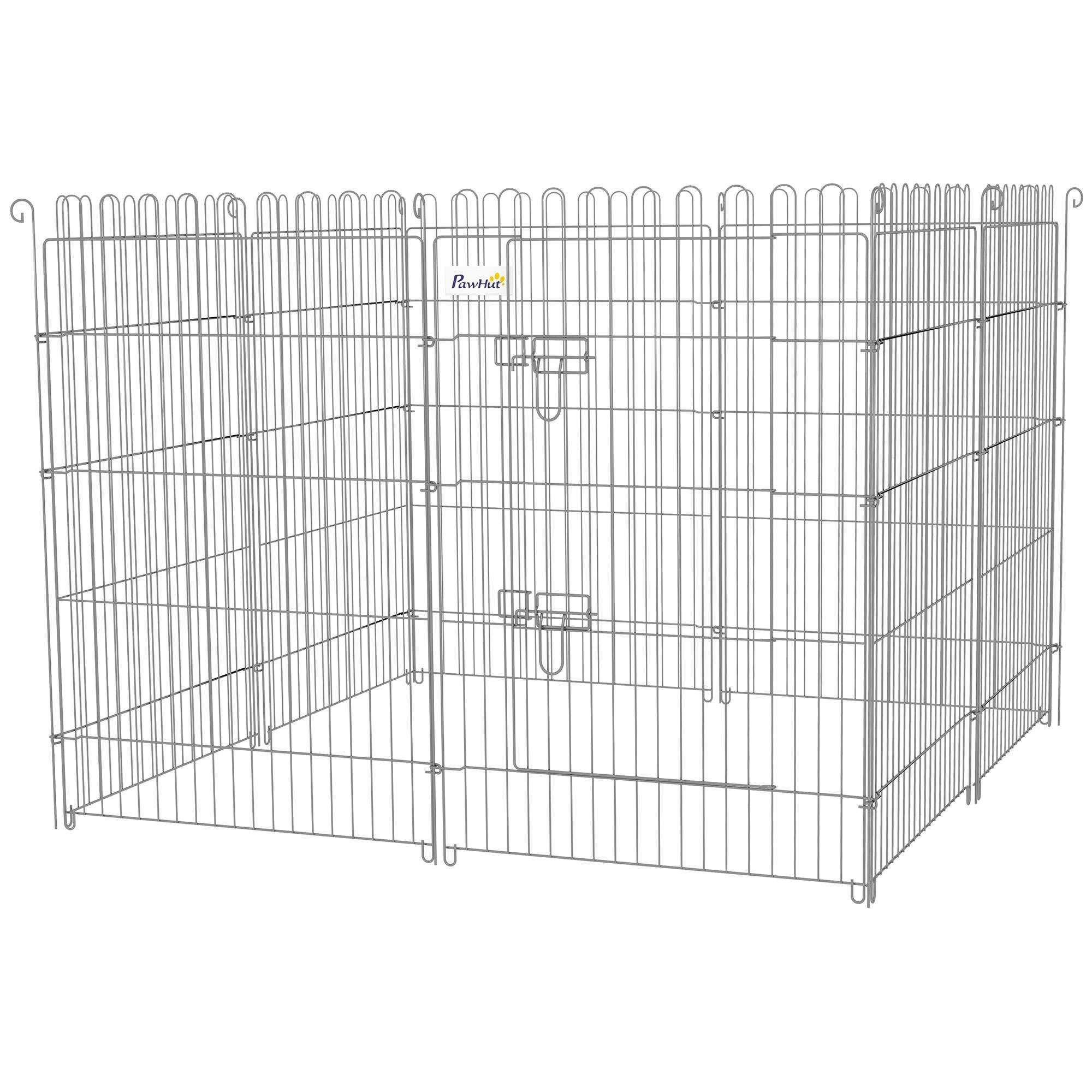 36 Inch Black Metal Playpen, 8-Panel Folding Design
