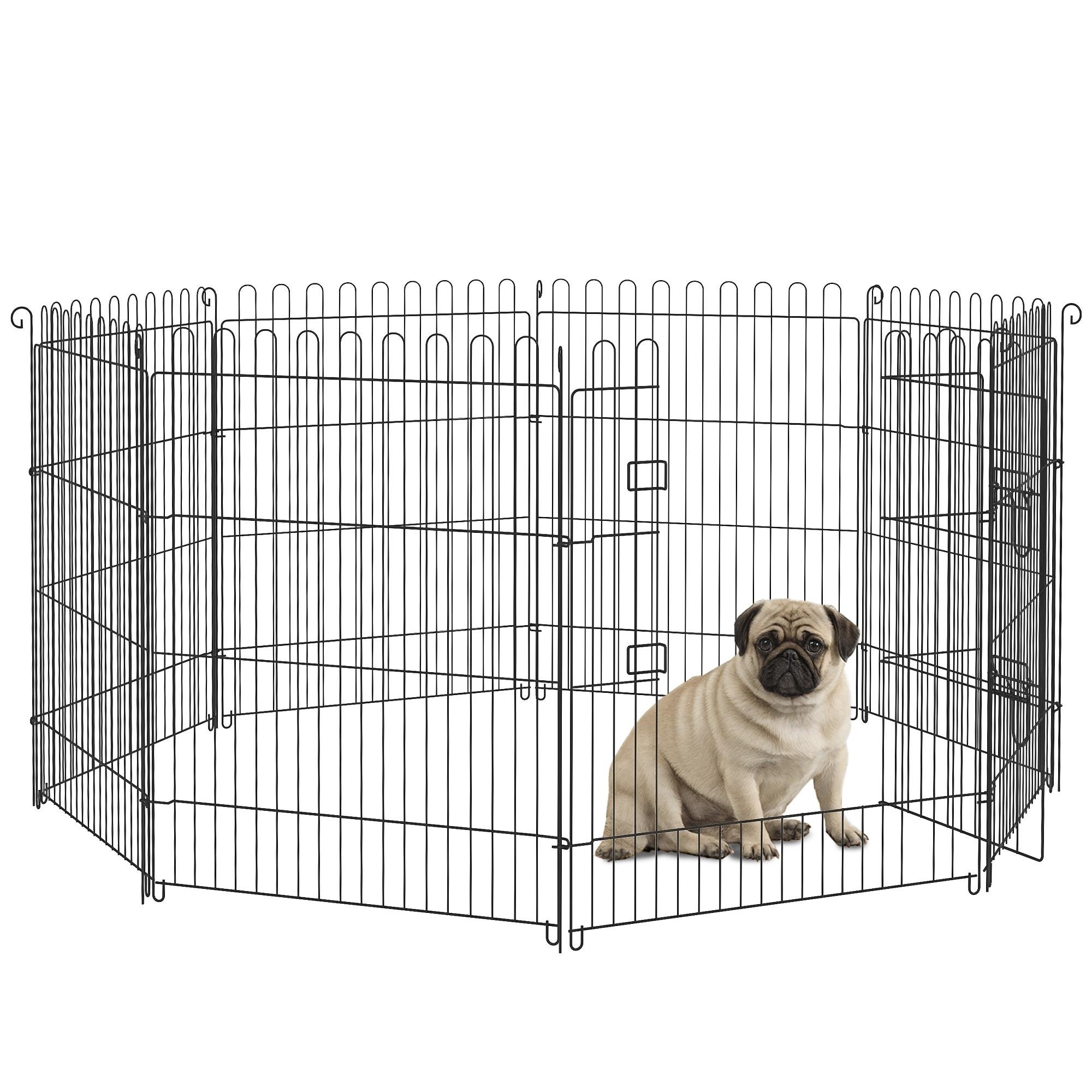 30 inch black pet pen with fold-flat panels
