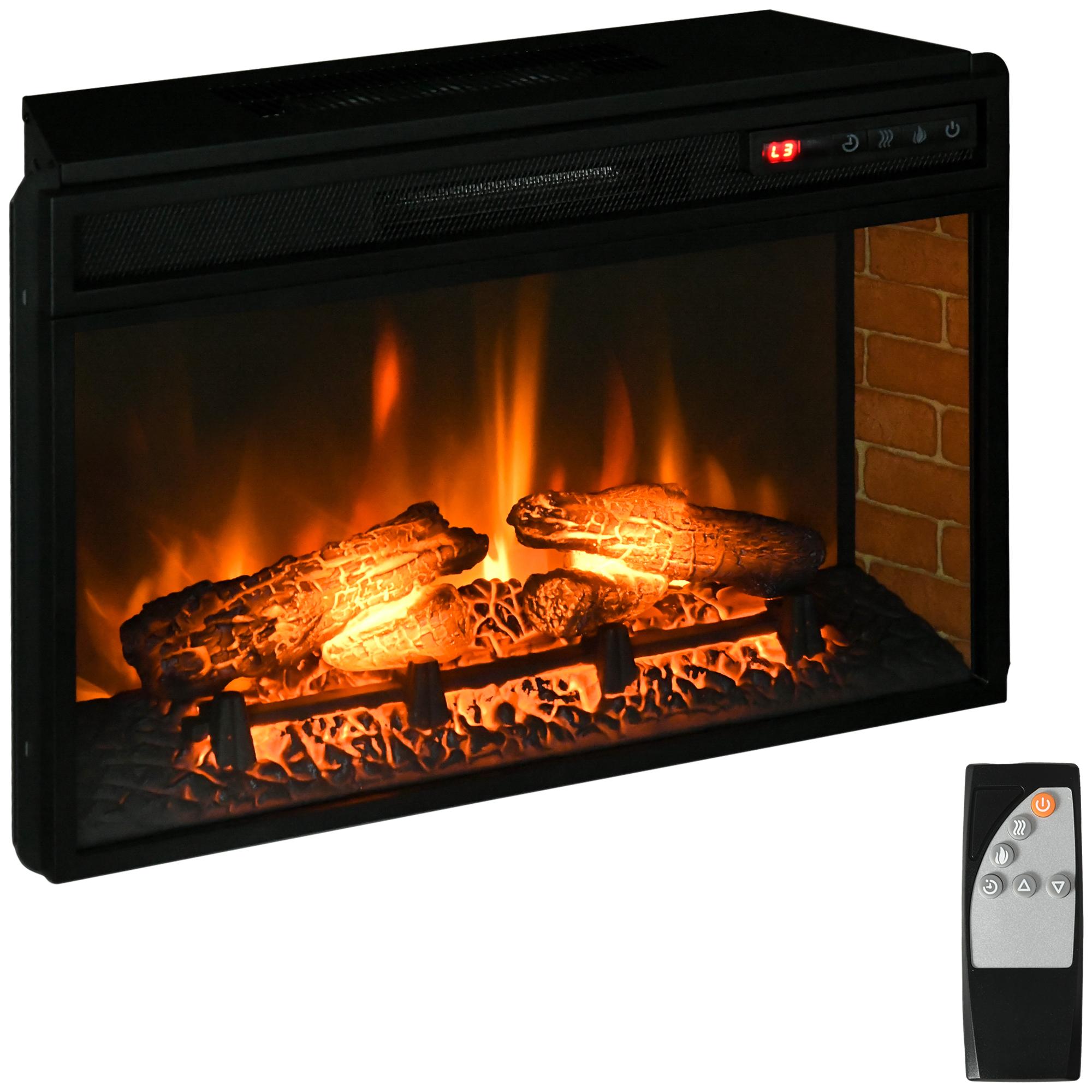 27 inch electric fireplace insert with realistic log flame