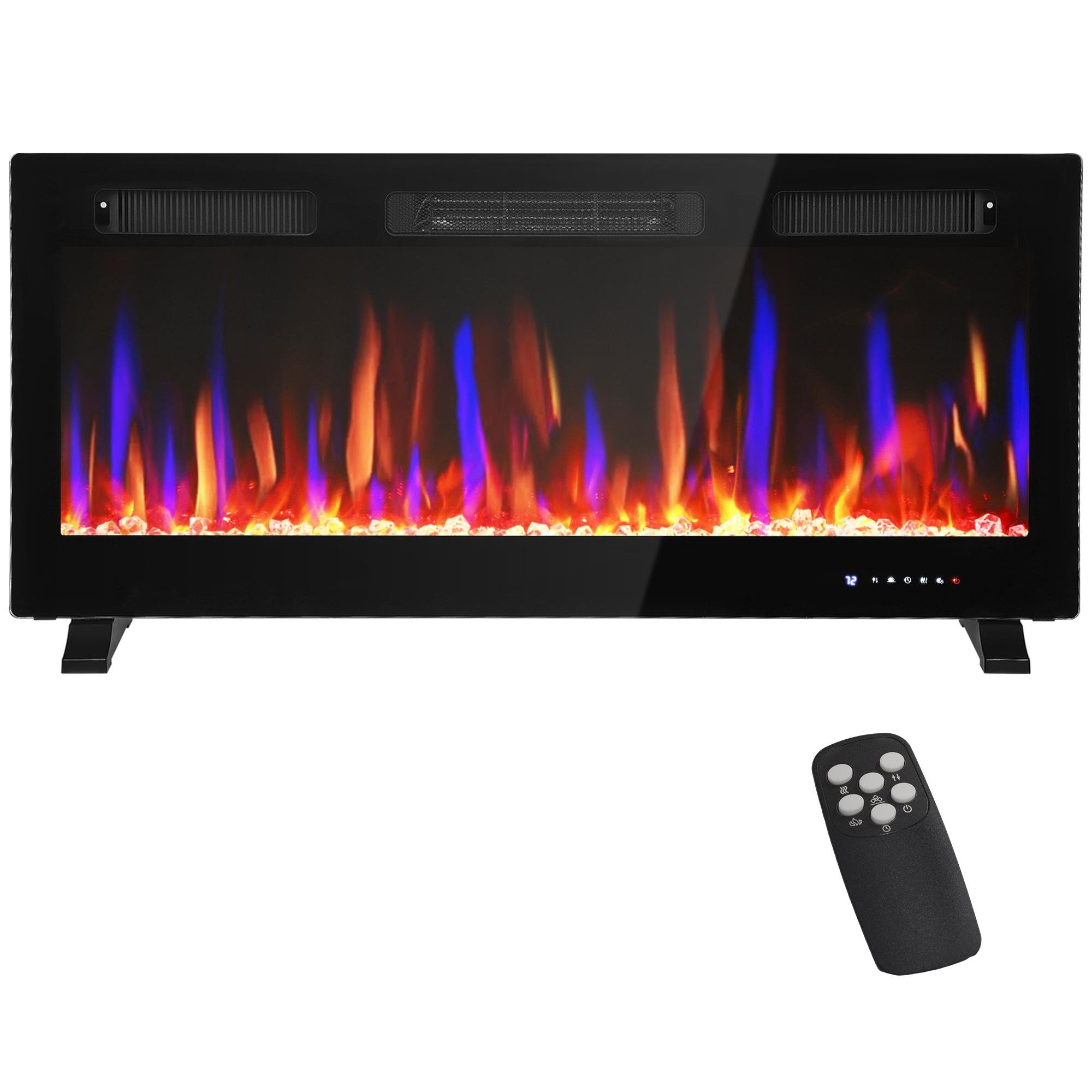 42 inch black electric fireplace with 3 installation options