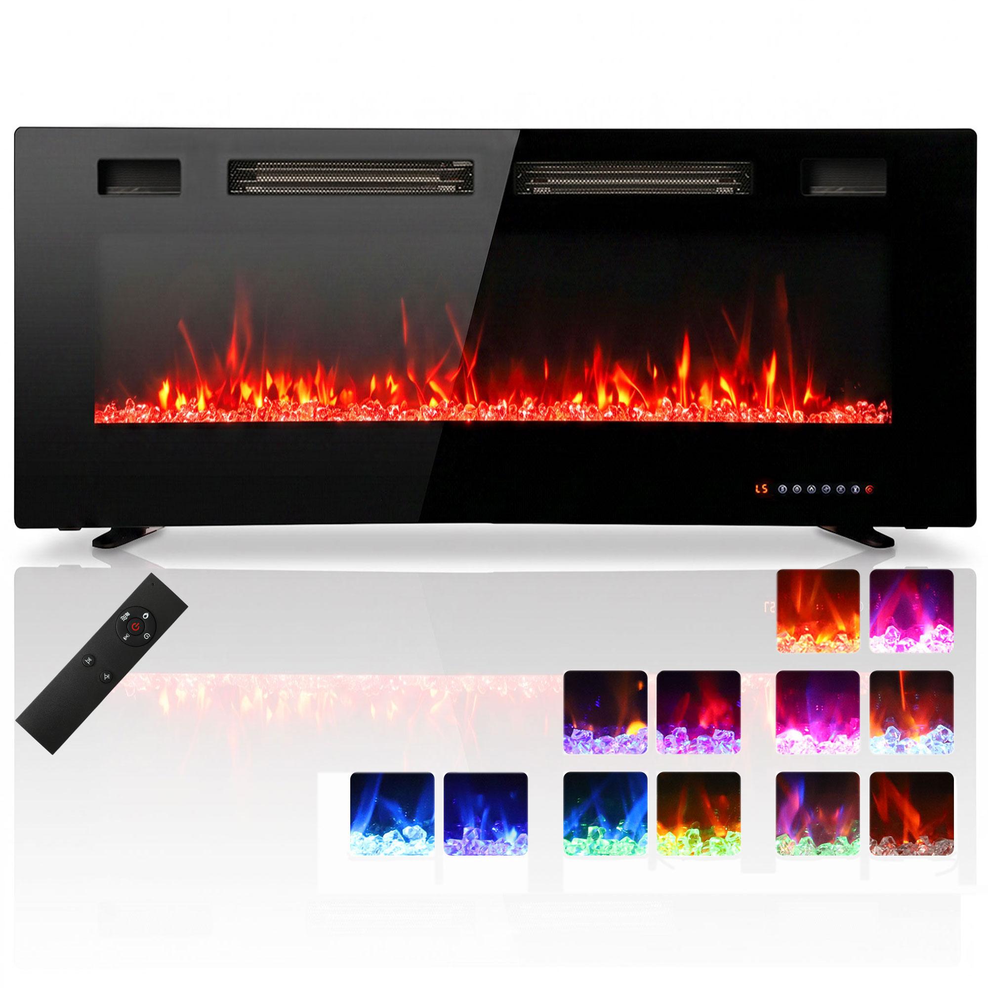 50 inch recessed electric fireplace with 3 mounting options