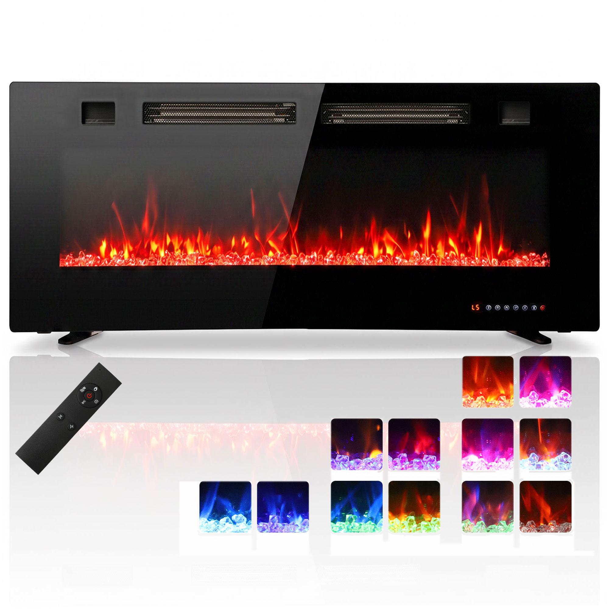 42 inch recessed electric fireplace with 3 mounting options