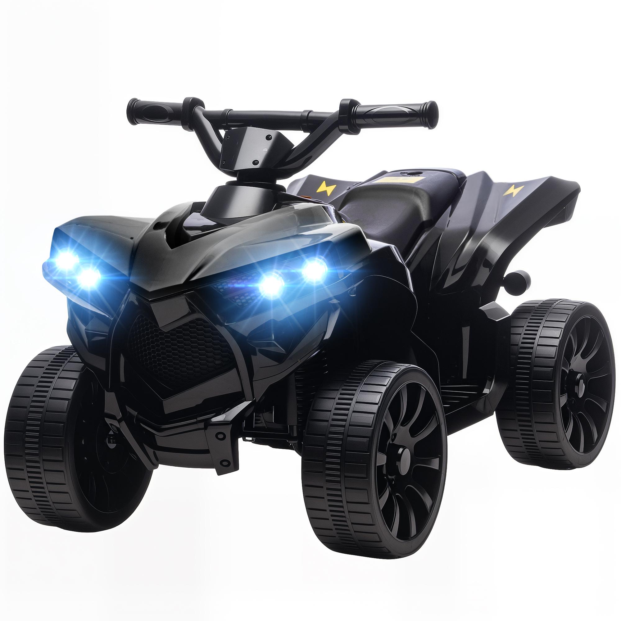 Black 6V Electric Quad Bike with Music and LED Headlights
