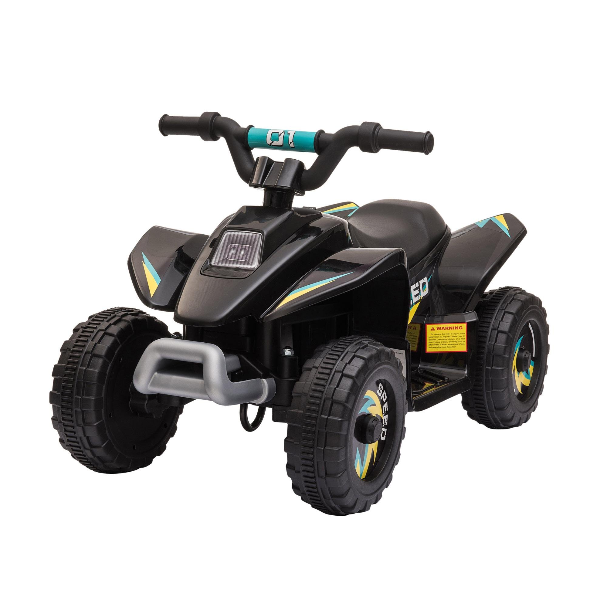 Black 6V Ride-On ATV with Button Forward and Reverse