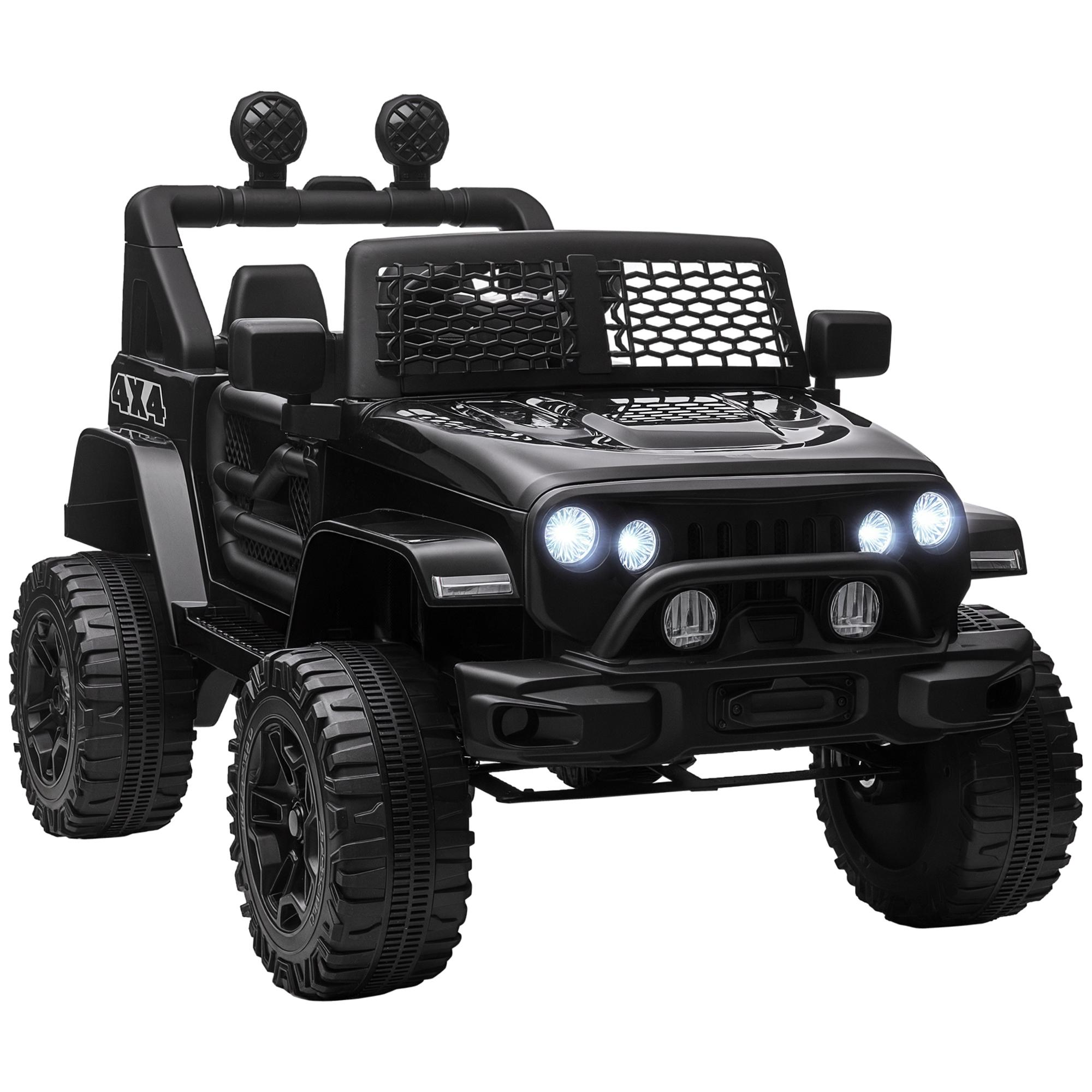 Black 12V Parent Remote Truck Ride-On with Dual Controls