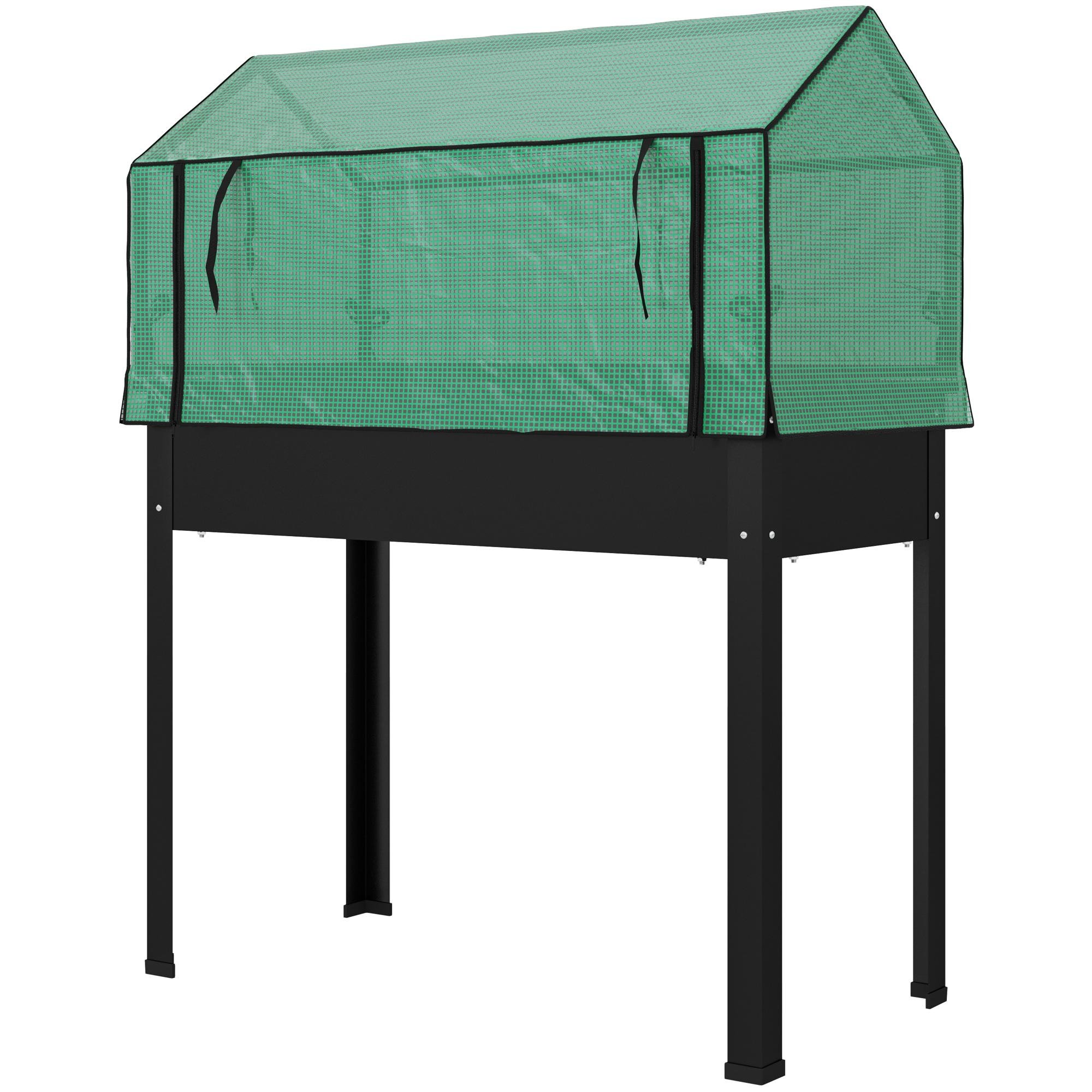 Black PE Greenhouse Planter with Raised Bed