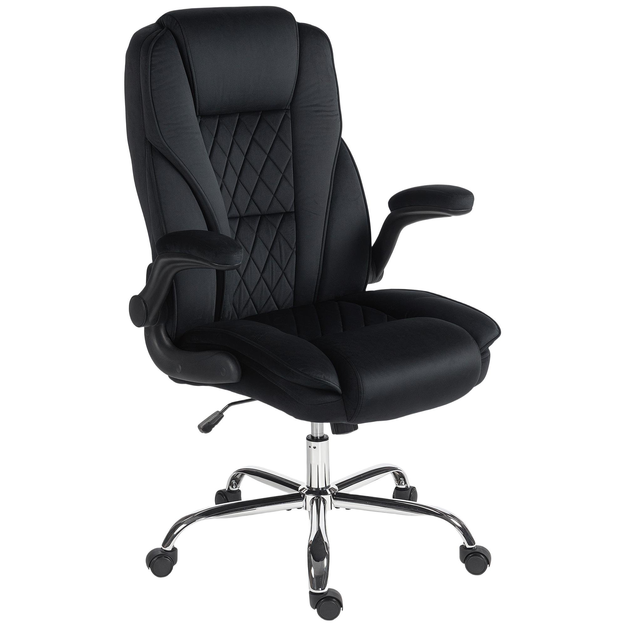 Black Diamond Pattern Office Chair with Flip-Up Arms