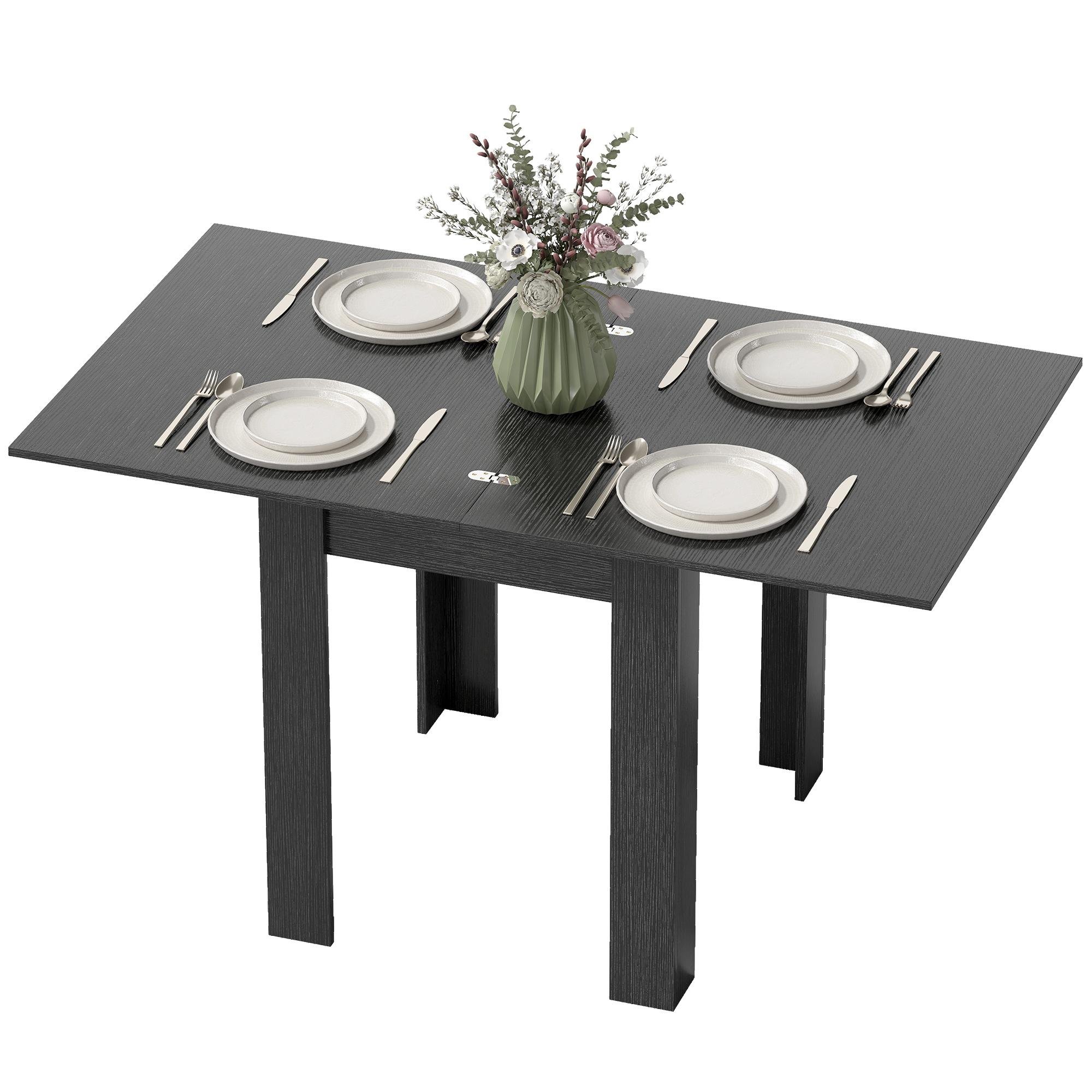 Black 55 inch Extendable Table for 4-6 with Steel Slides