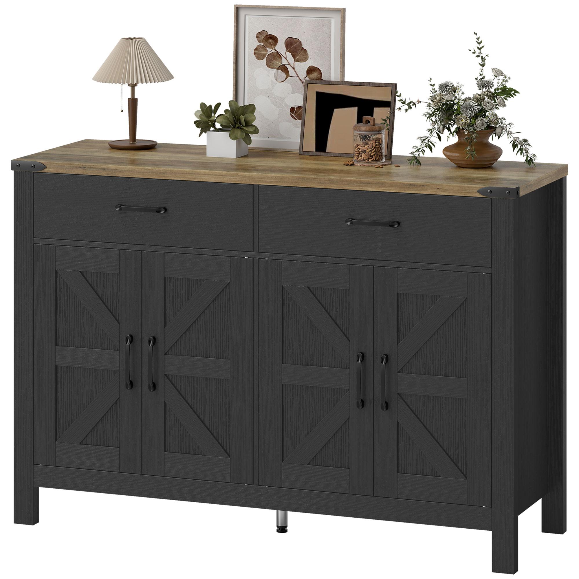 Black sideboard cabinet with adjustable shelves