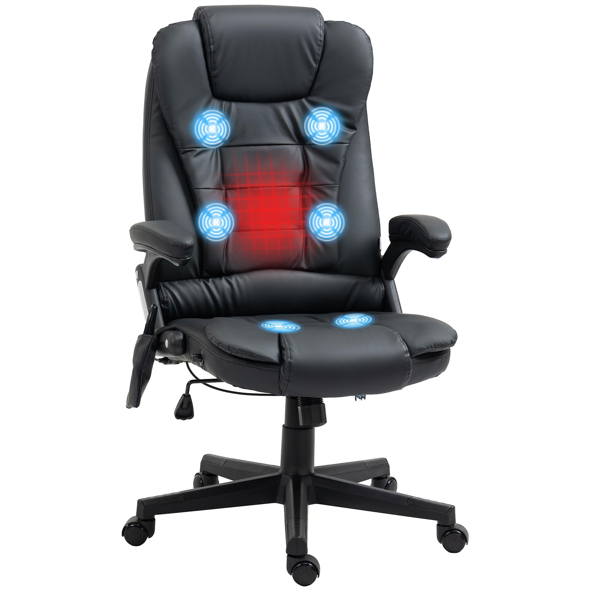 Black Faux Leather Massage Chair with Heat and Recline